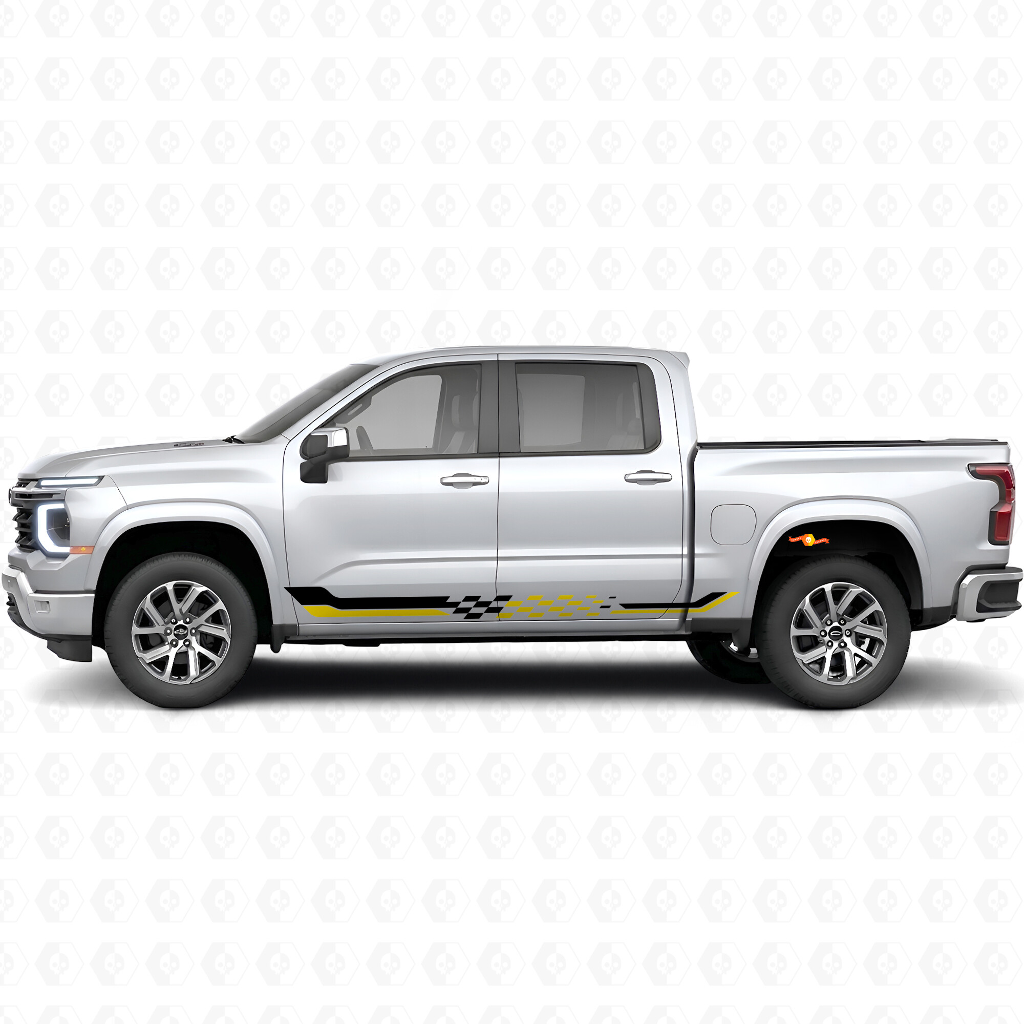 Checkered Racing Door & Rocker Panel Vinyl Stripes for Chevrolet Silverado 1500 Next Generation 2027