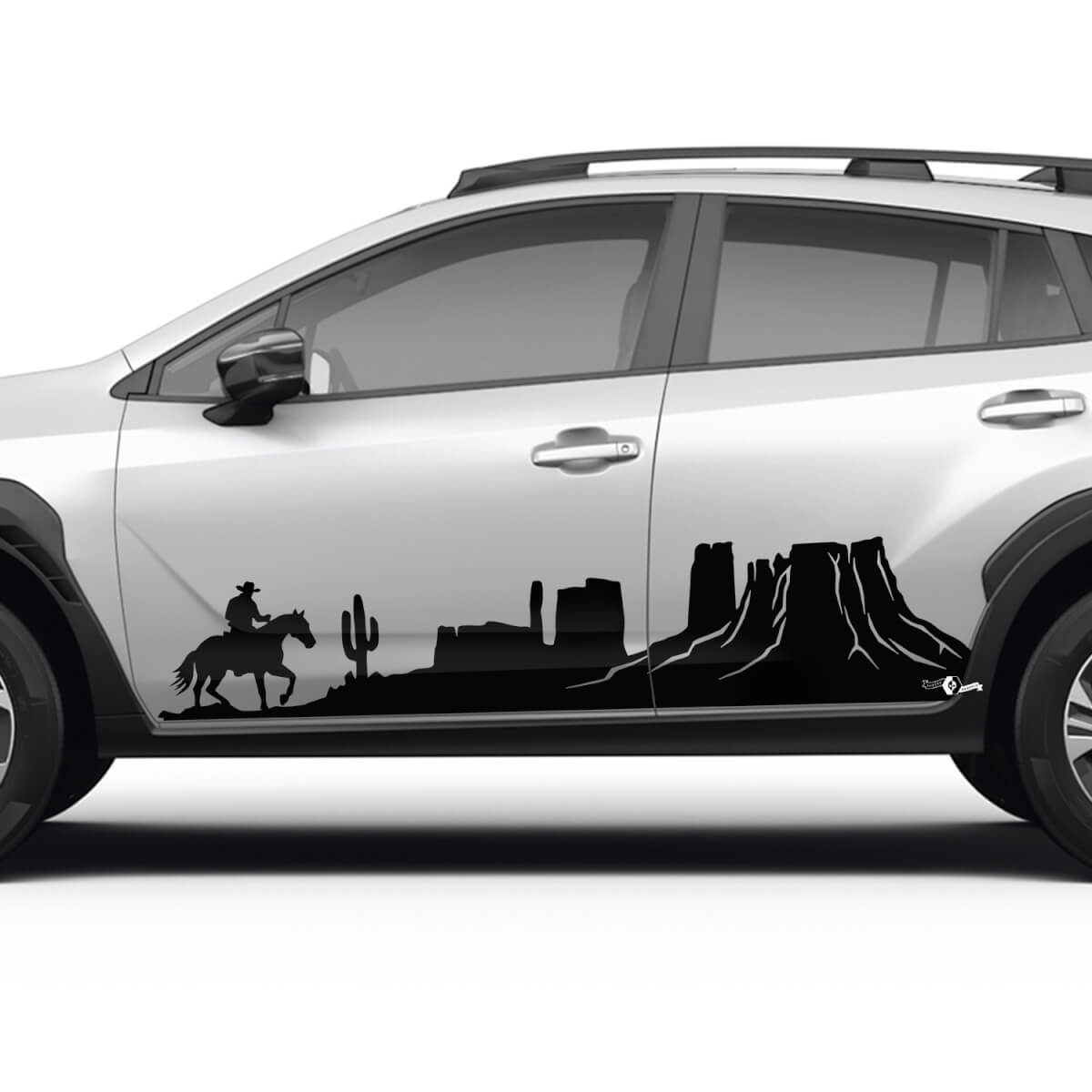Side Doors Landscape Mountains Cowboy Vinyl Decal - Graphic Sticker universal fit Suba
