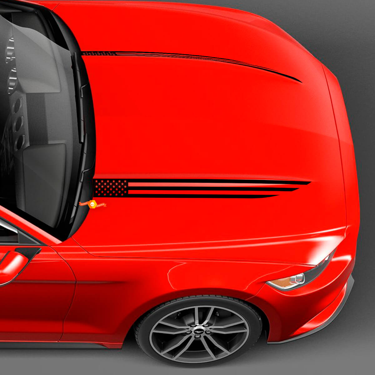 Hood Cowl Spear Stripes USA US Flag for Ford Mustang
