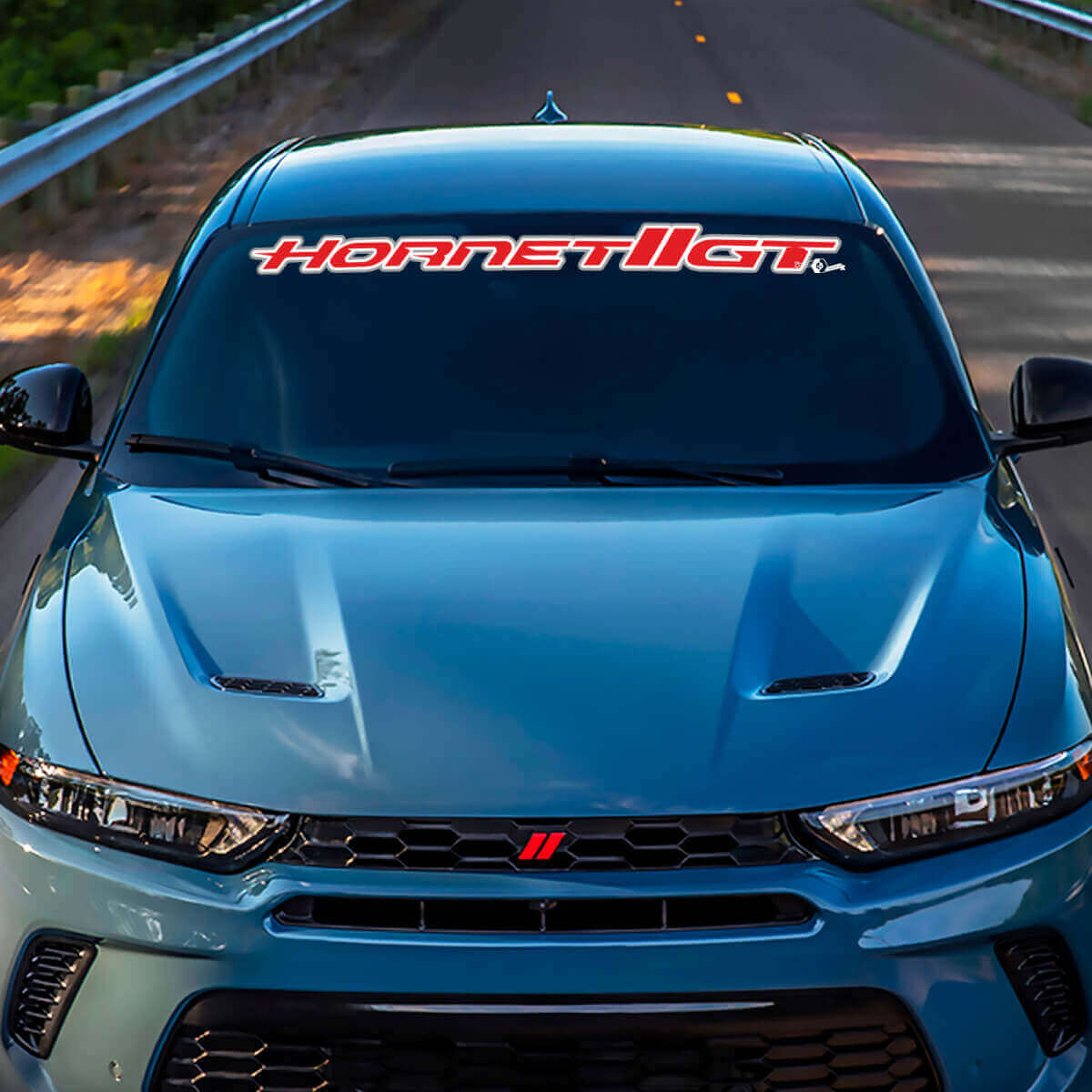 Autocollant en vinyle lettrage de marque, contour en hachures pour pare-brise, pour Dodge GT Hornet