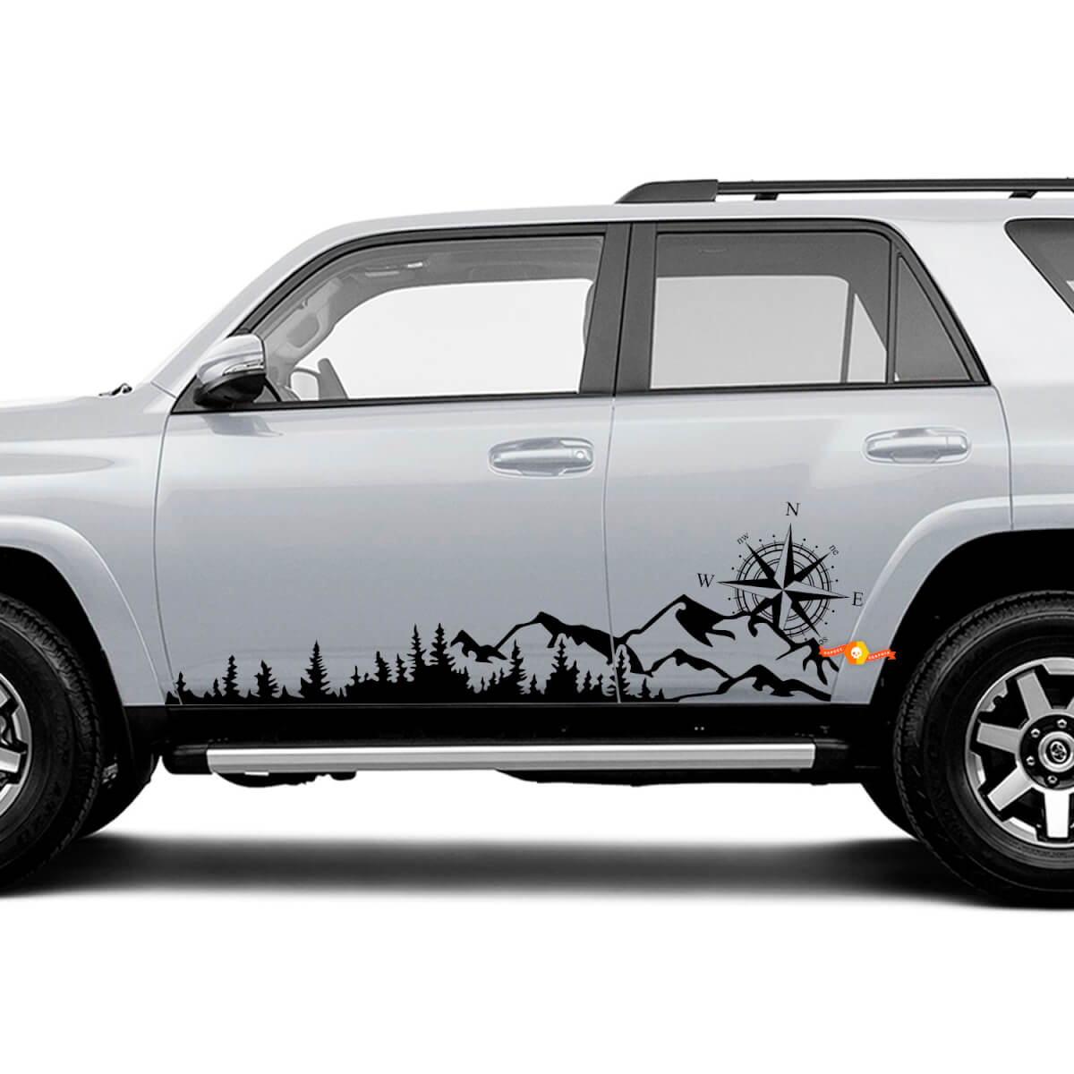 Side Trees Mountains and Compass Side Vinyl Sticker Decal fit to Toyota 4Runner Tacoma Tundra
