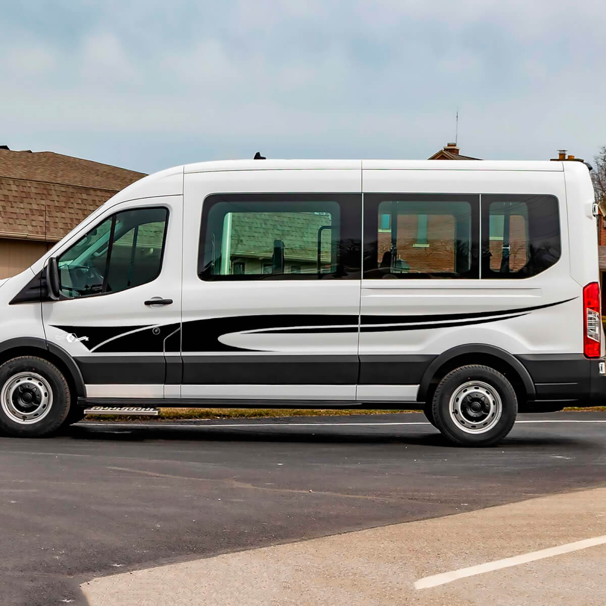 Ford Transit Checkered Flag Stripes Side Doors Graphics Vinyl Decal Sticker
