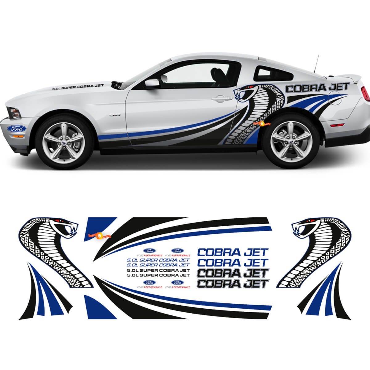 COBRA JET Side Graphic Decals Stickers Racing Kit for Ford Mustang
