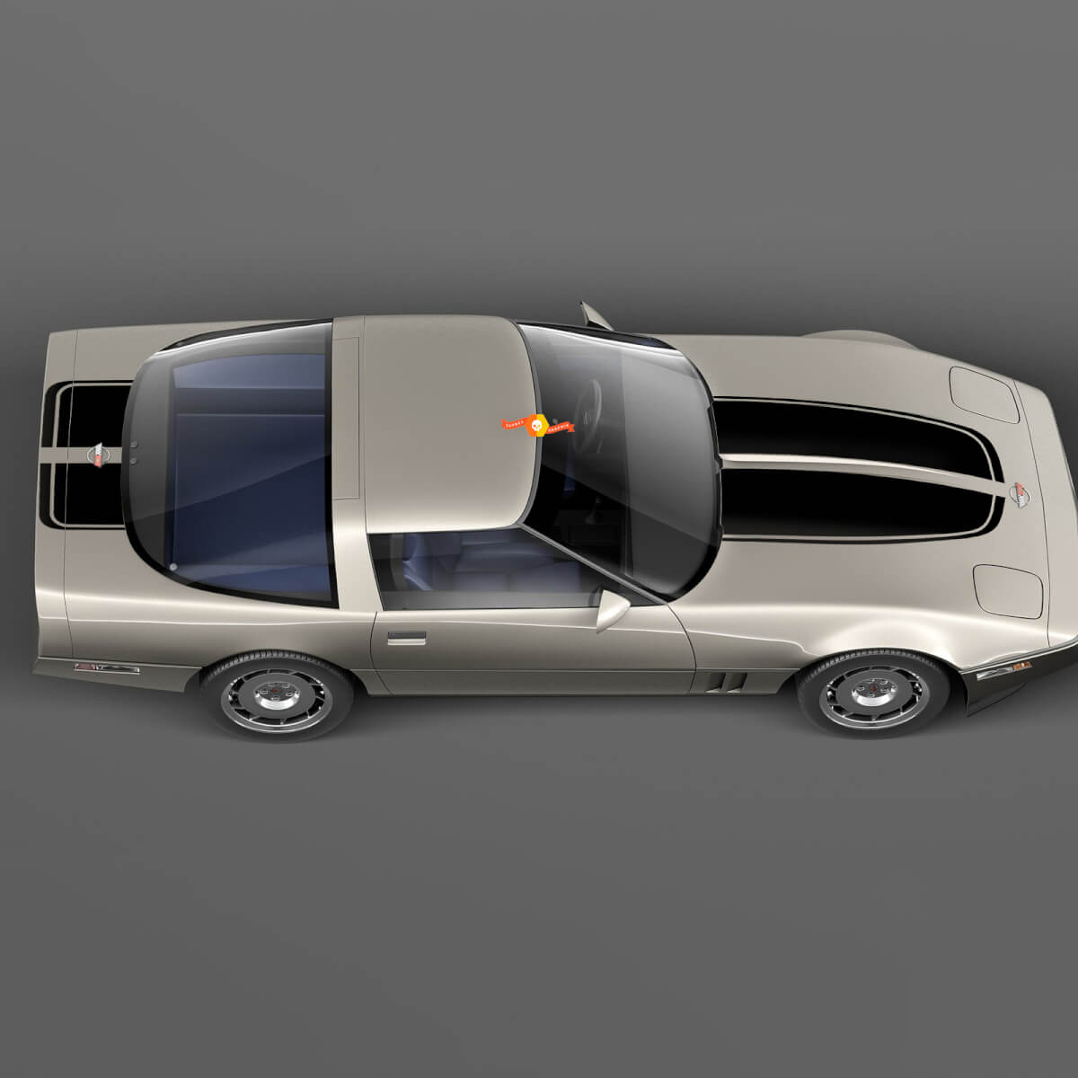 Front hood and Rear racing stripes decal pre-cut for Chevrolet Corvette C4 Sport 1984 - 1996
