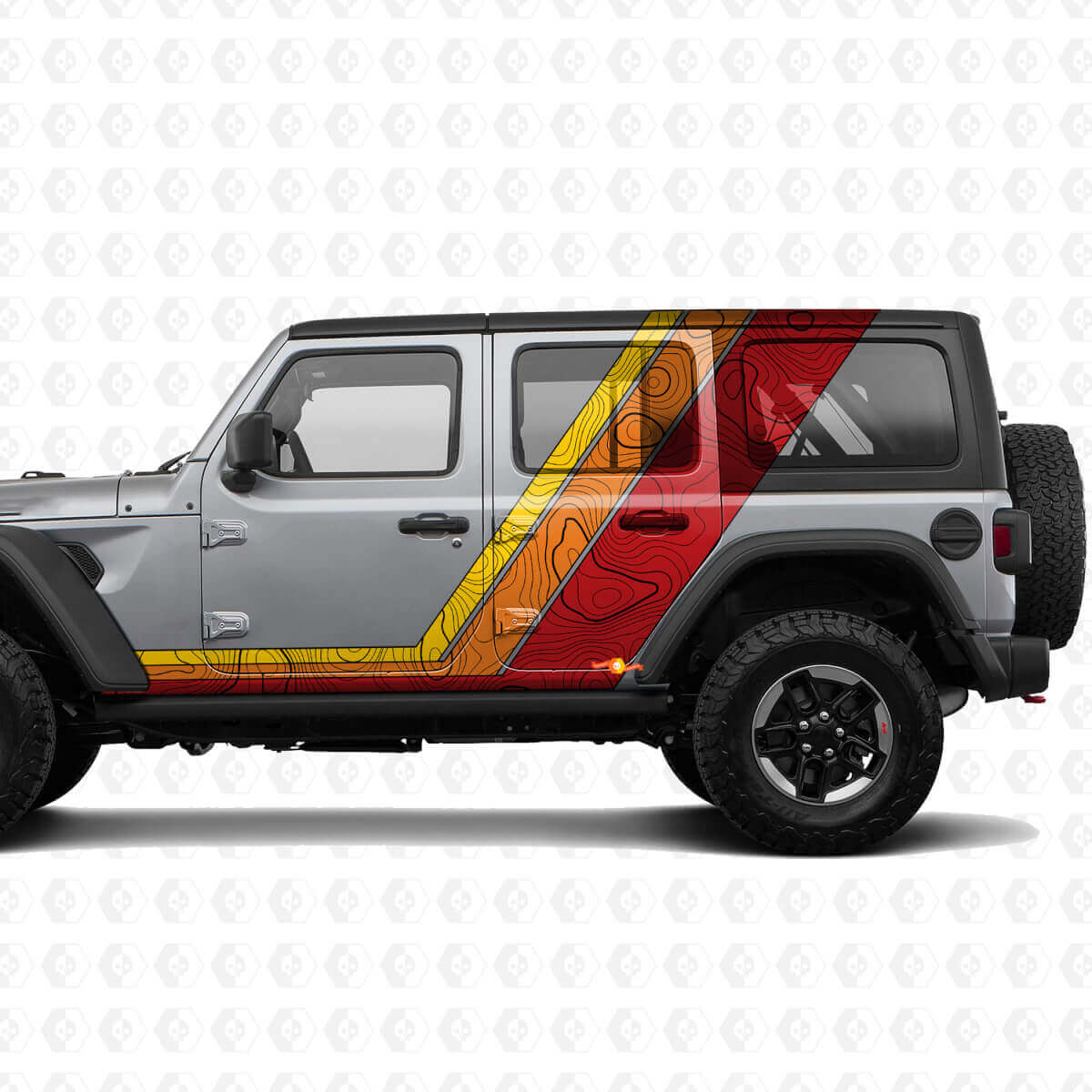 Topographic Map Retro Vintage Side Doors Stripe and Hood Kit fit for Jeep Wrangler
