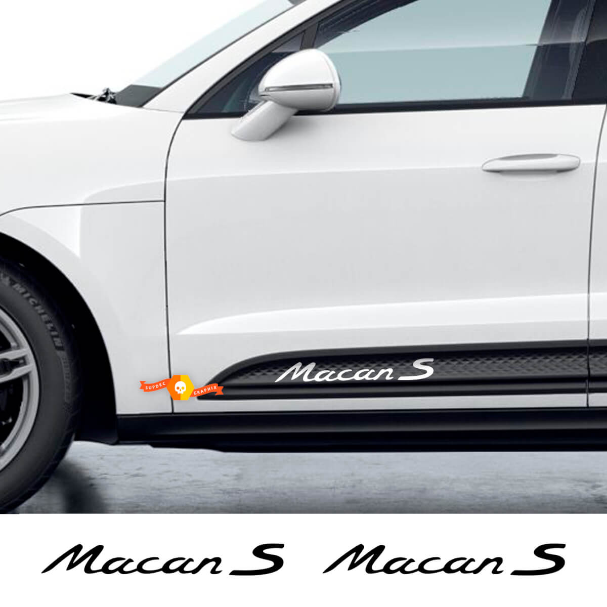 Pair Porsche Stickers Macan Porsche Doors Side Decal Sticker
