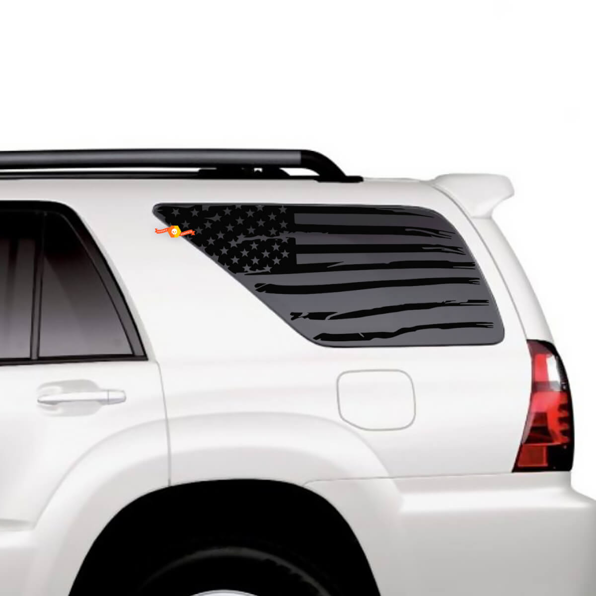 Side Quarter Window US Flag Patriotic Mountains Sunset Vinyl Stickers Decal Kit for Toyota 4Runner

