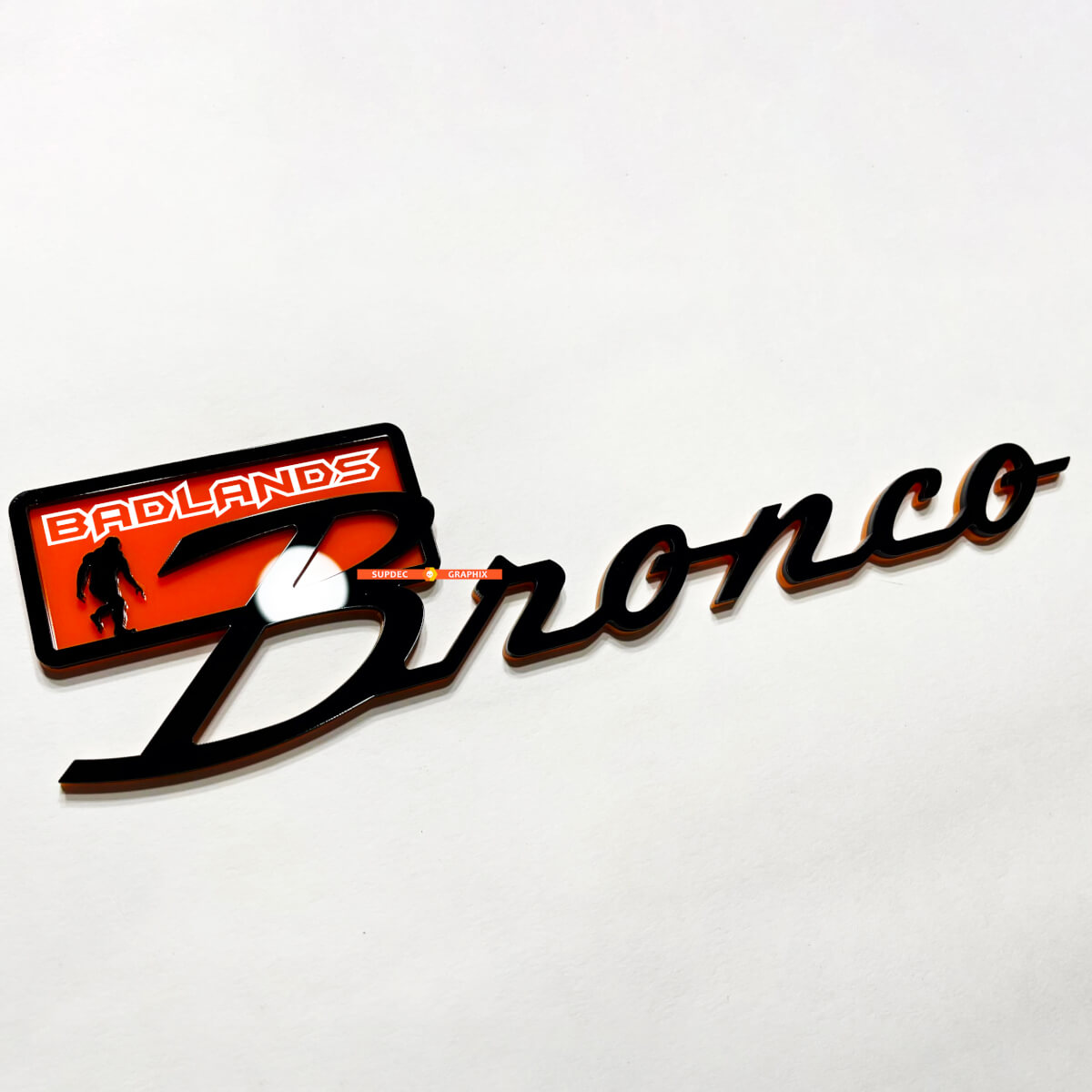Bronco Black Diamond Fender Badges Tailgate Emblem 3D Badge Black vs Orange
