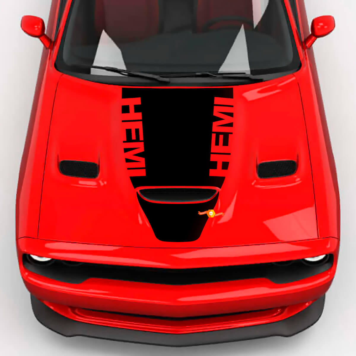 Hood Wrap Central Hemi Hood Blackout Vinyl Decal Sticker for Dodge Challenger 2
