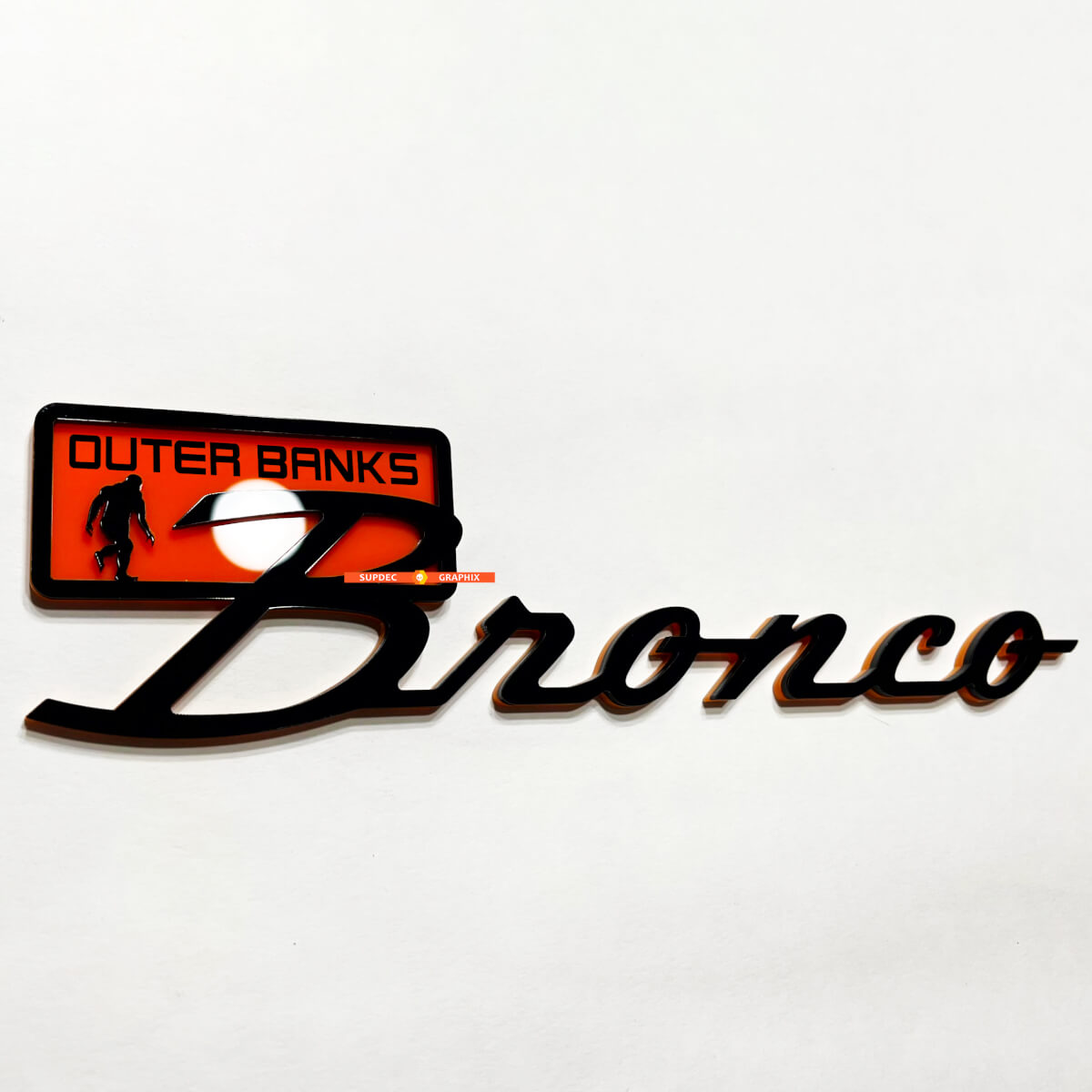 Bronco Everglades Fender Badges Tailgate Emblem 3D Badge Black vs Orange
