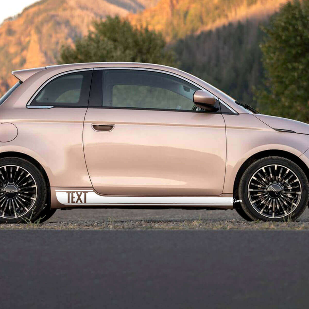 Custom Text Rocker Panel 500 Side Stripe Decal Graphics For Fiat 500