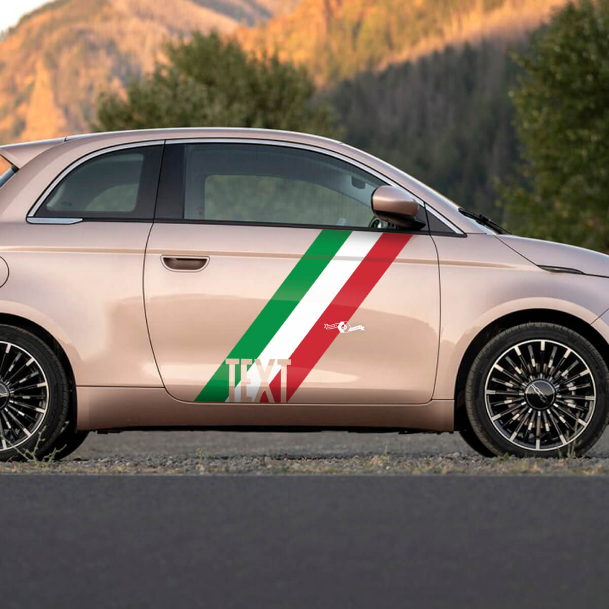 Personnalisé Texte Porte Drapeau Bande Autocollant côtés Graphiques bandes pour Fiat 500