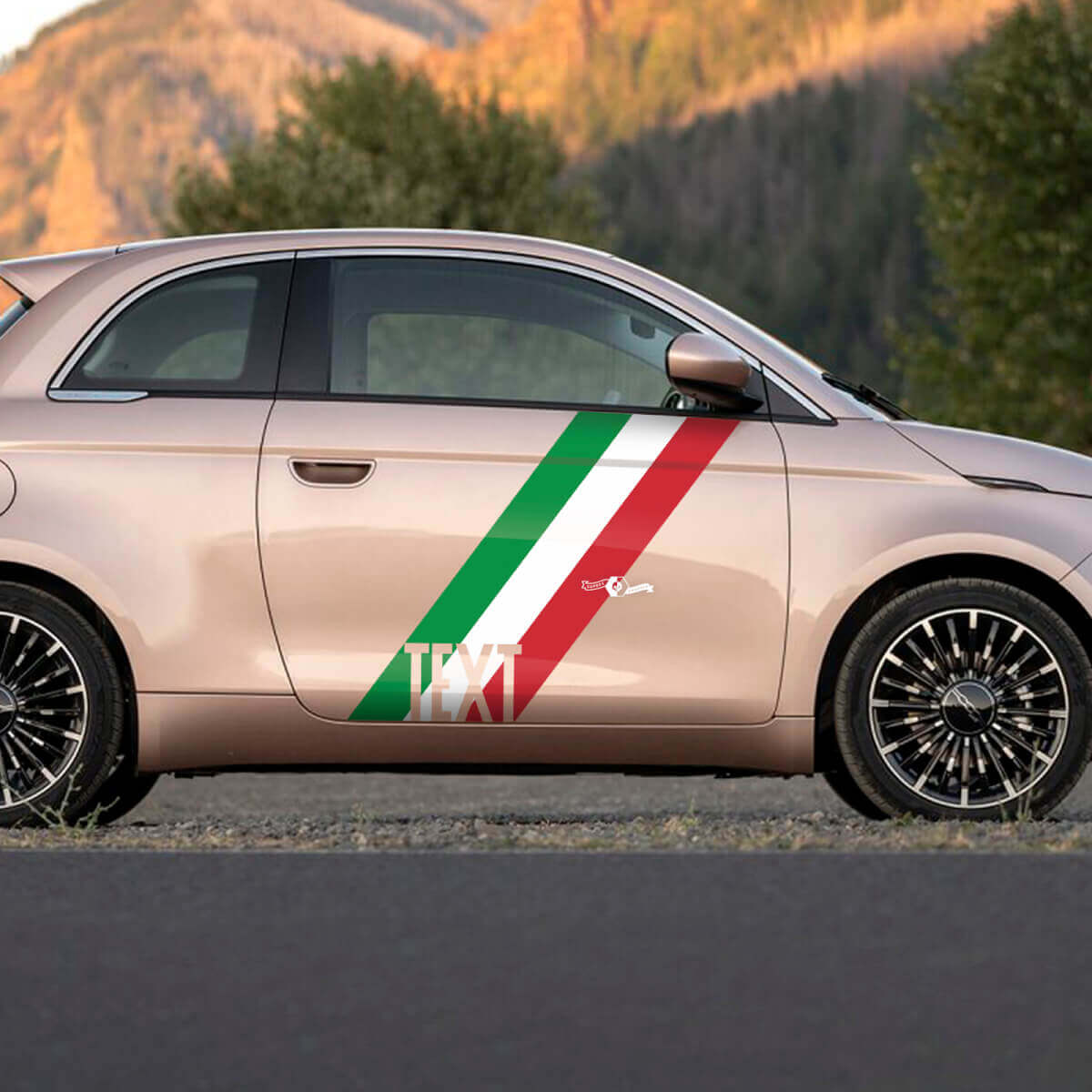 Personnalisé Texte Porte Drapeau Bande Autocollant côtés Graphiques bandes pour Fiat 500