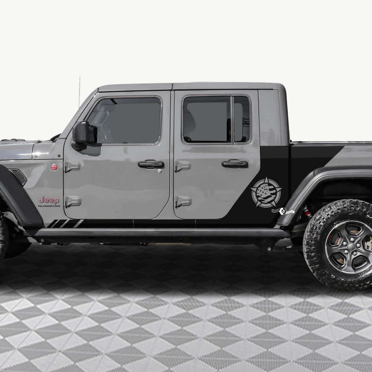 Military Star UK Flag Rear Side Doors Vinyl decal sticker fit Jeep Gladiator 2
