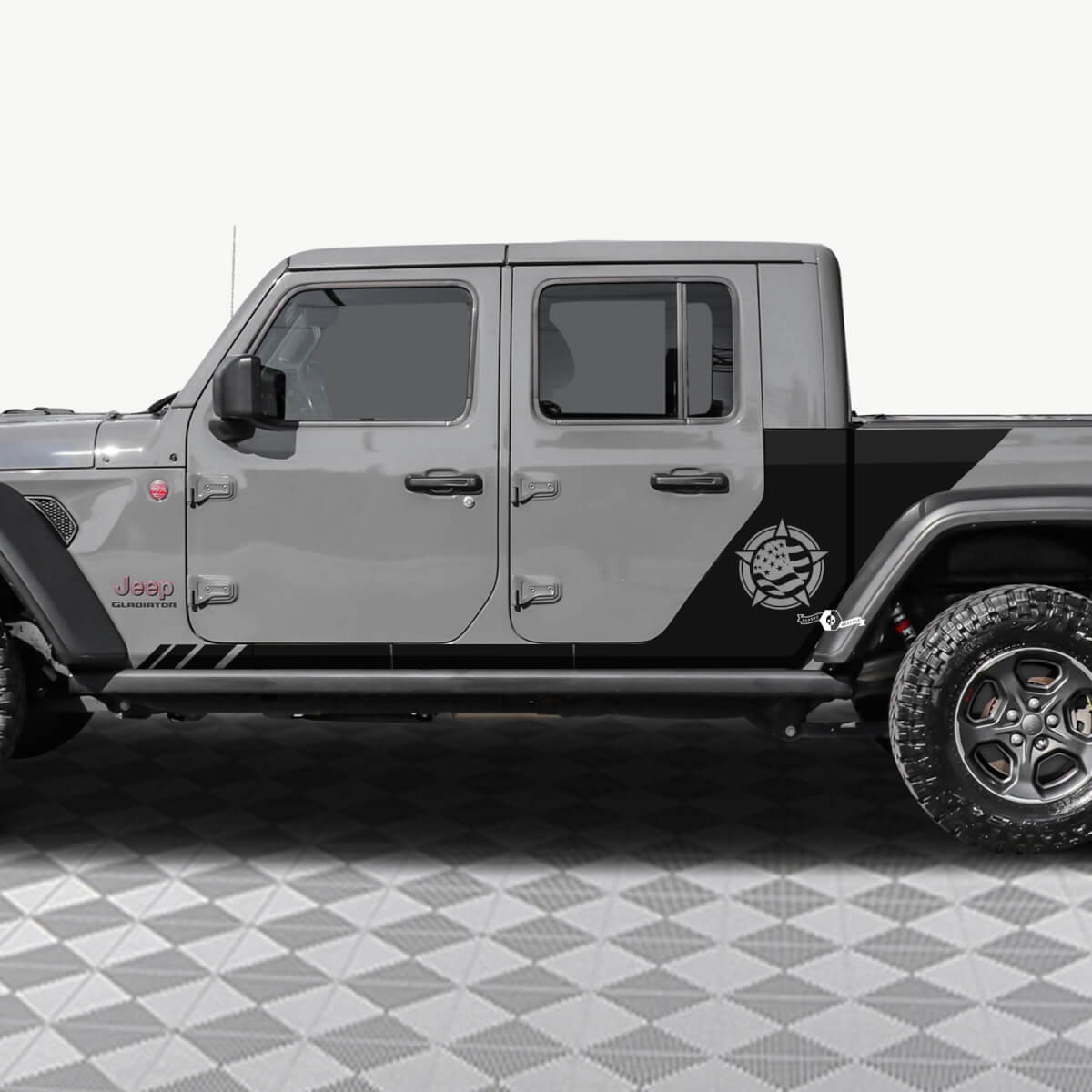 Military Star UK Flag Rear Side Doors Vinyl decal sticker fit Jeep Gladiator 2
