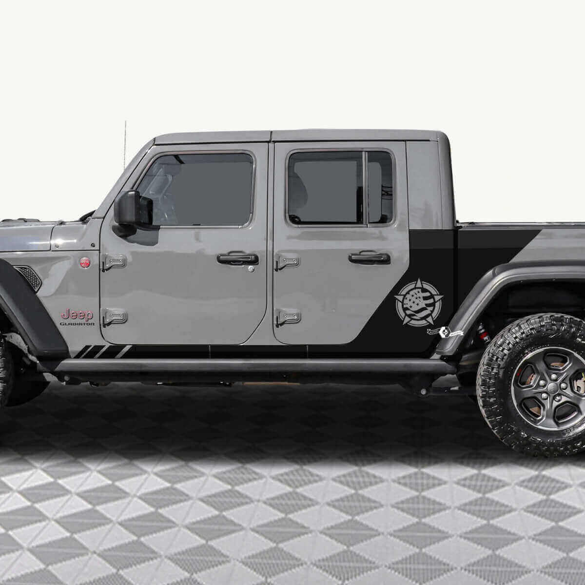 Military Star US Flag Rear Side Vinyl Decal Sticker 2 for Jeep Gladiator