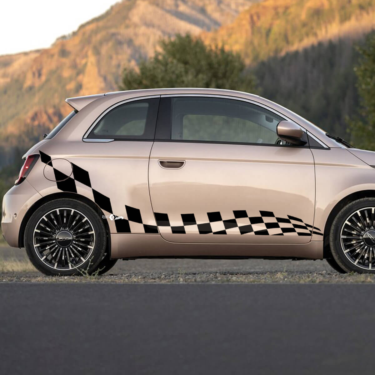 Doors checkered flag Decal side Graphics stripes for Fiat 500 2
