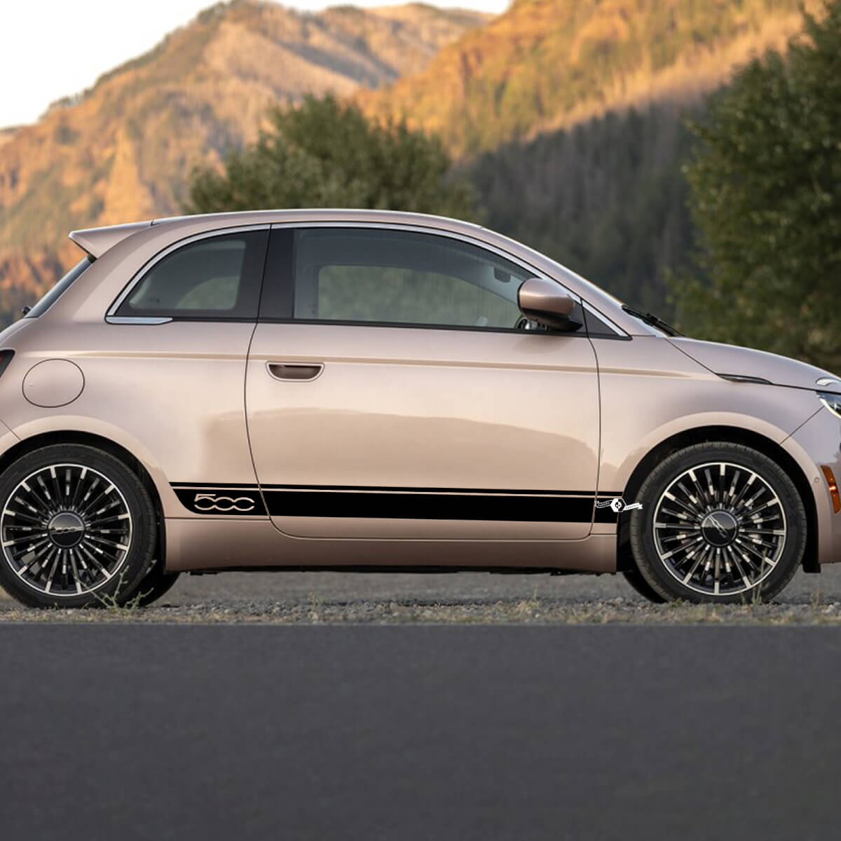 Rocker Panel Checkered Flag Doors Decal side Graphics stripes for Fiat 500
