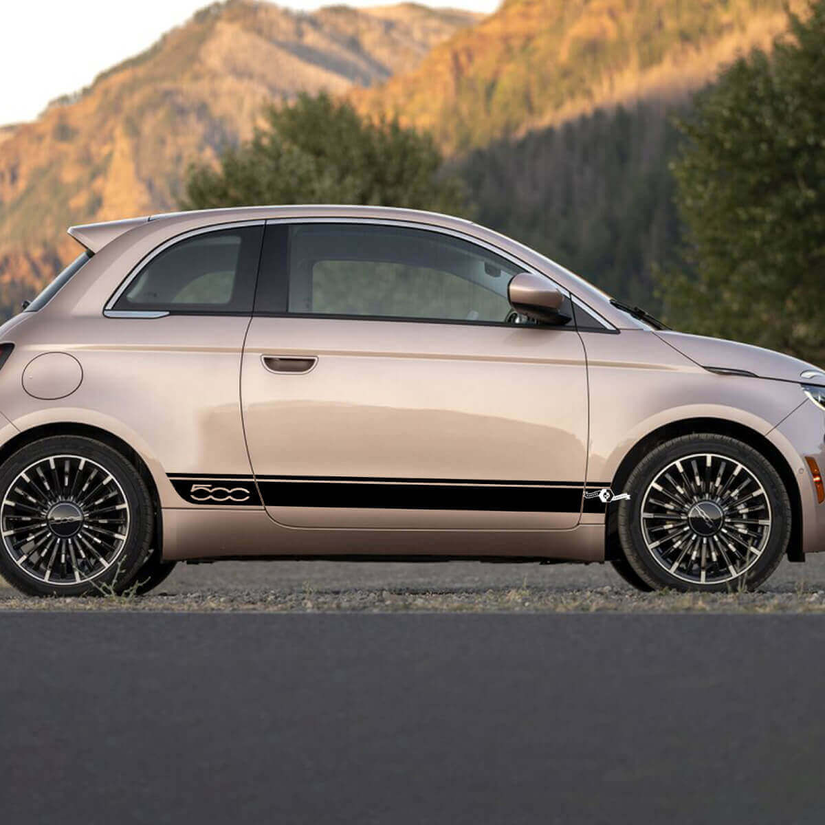 Rocker Panel Checkered Flag Doors Decal side Graphics stripes for Fiat 500
