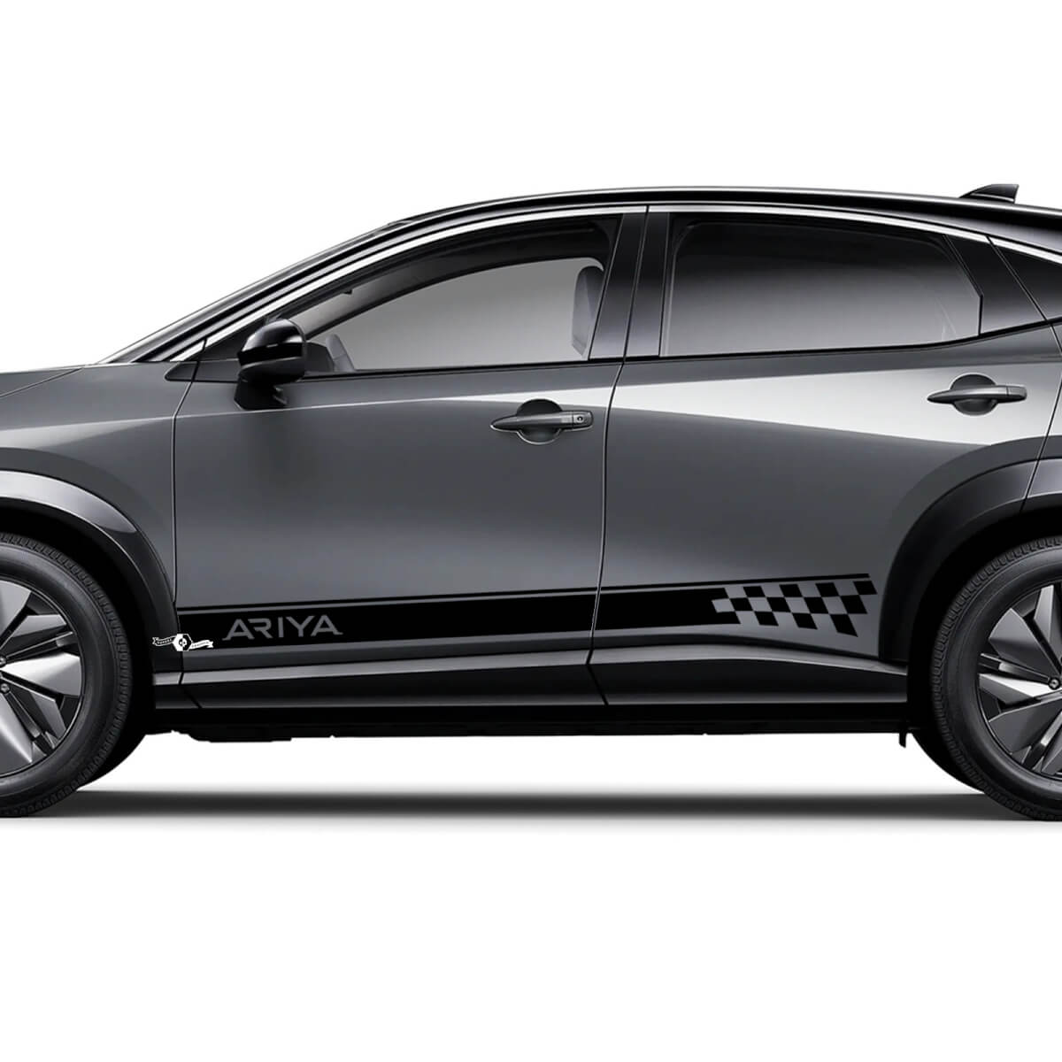 Sides Checkered Racing Stripes Graphics Decal Kit for Nissan ARIYA
