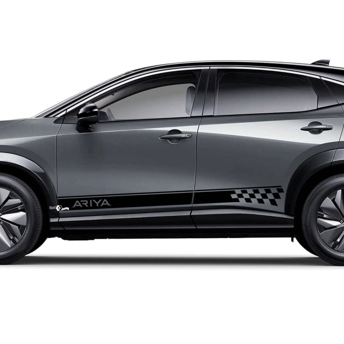 Sides Checkered Racing Stripes Graphics Decal Kit for Nissan ARIYA
