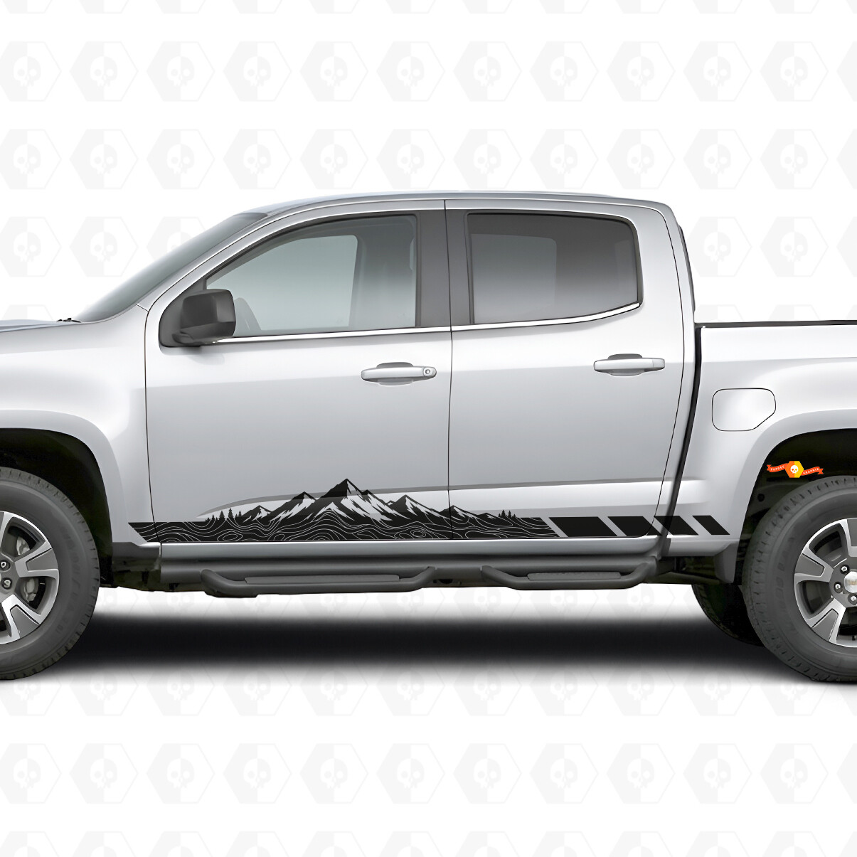 Mountain Topographic Door & Rocker Panel Vinyl Stripes for Chevrolet Colorado 2nd Gen 2015-2022