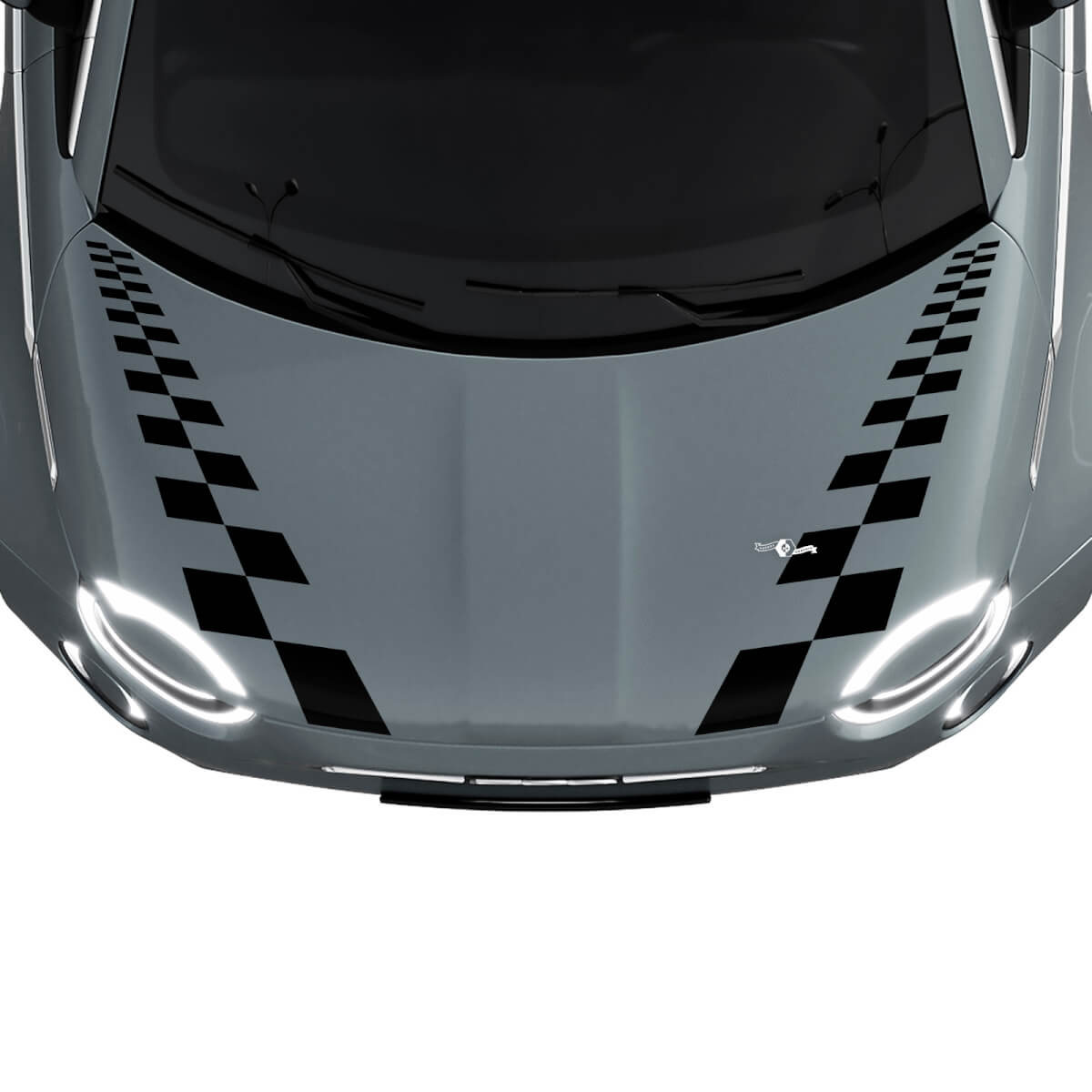 500 Dual Checkered Hood Stripe Decal Sticker Graphics for Fiat 500
