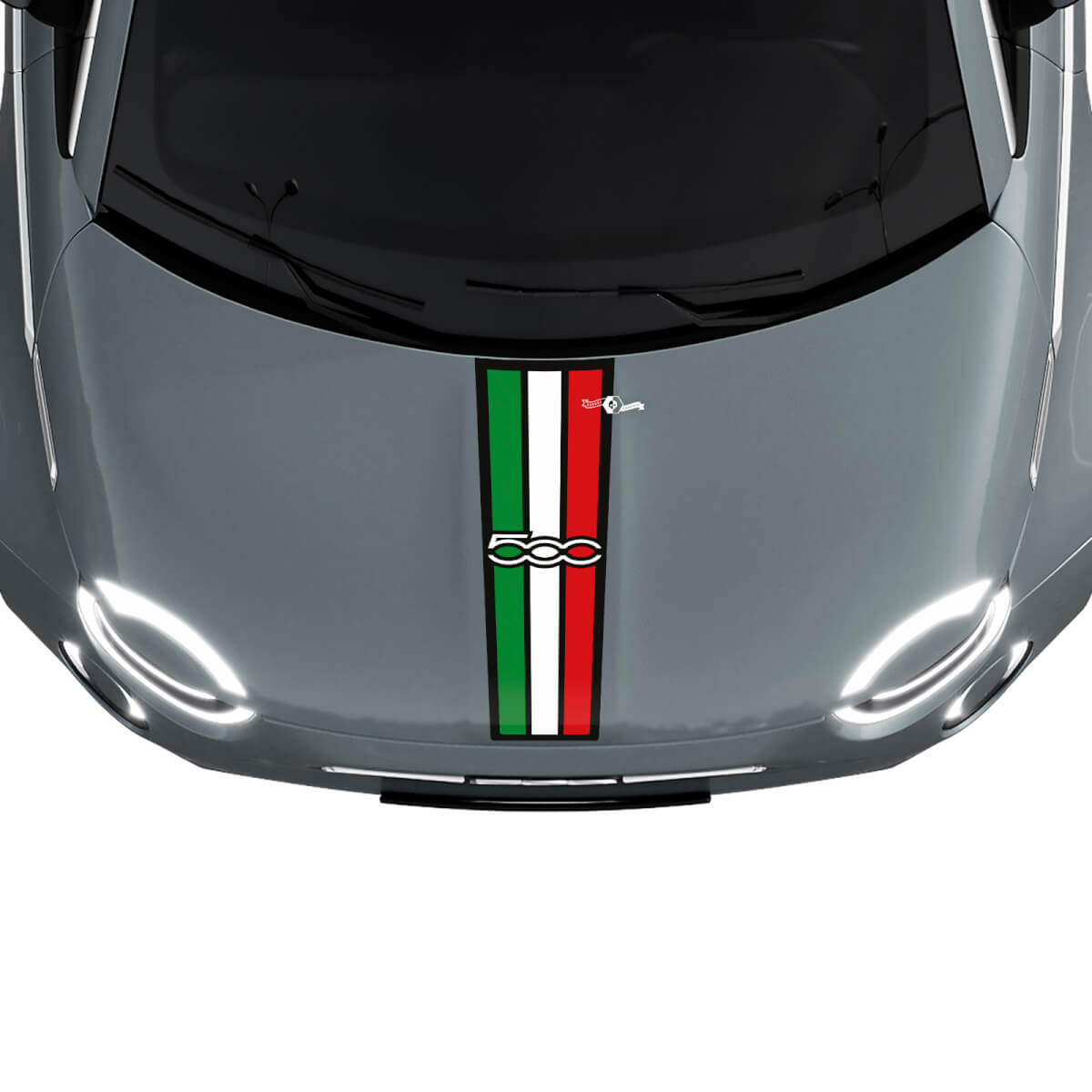 500 Tri Stripes Flag Hood Stripe Decal Sticker Graphics for Fiat 500
