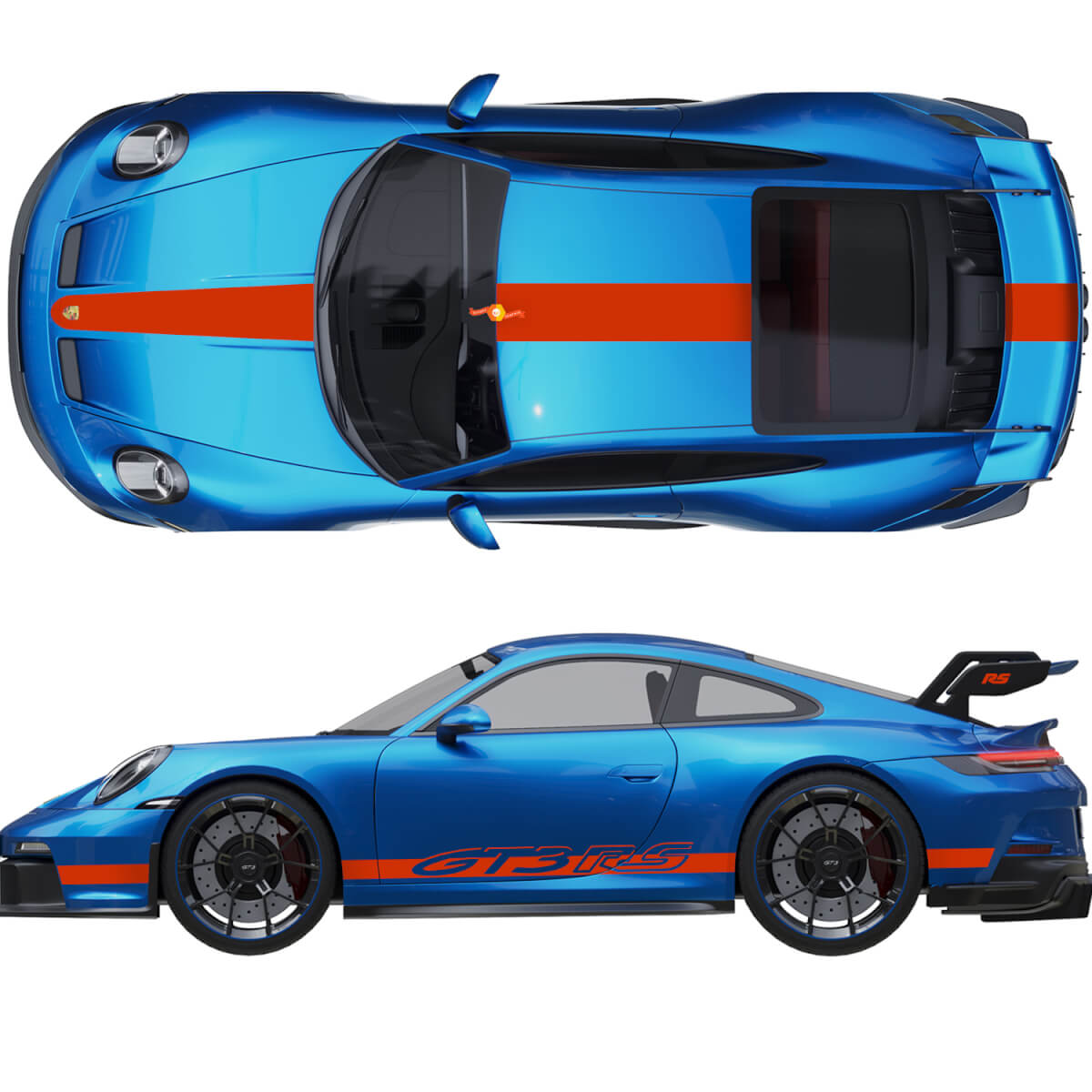 Kit of Hood Roof Tail Spoiler Stripes for Porsche 991 gt3 RS
