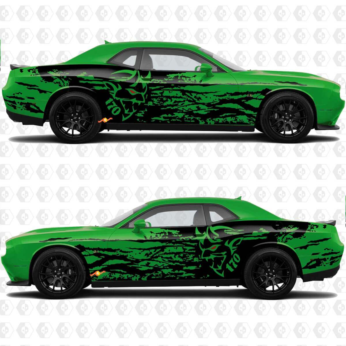 Demon 170 Splash Grunge Side Kit HellCat Vinyl Decal Graphic for Dodge Challenger Or Charger
