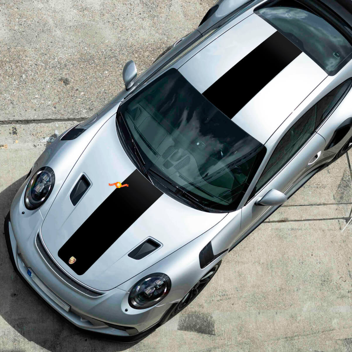 Central Hood & Roof Stripes Vinyl Decals Kit for Porsche 991 GT2 RS 