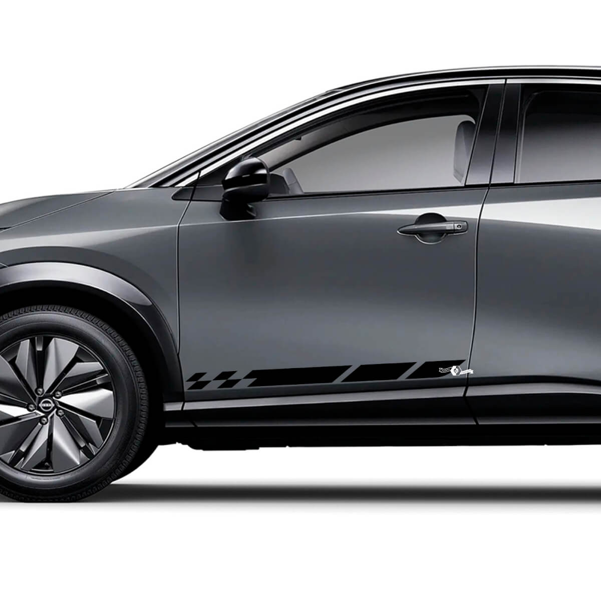 Sides Universal Checkered Stripes Racing Graphics Decal Kit for Nissan ARIYA
