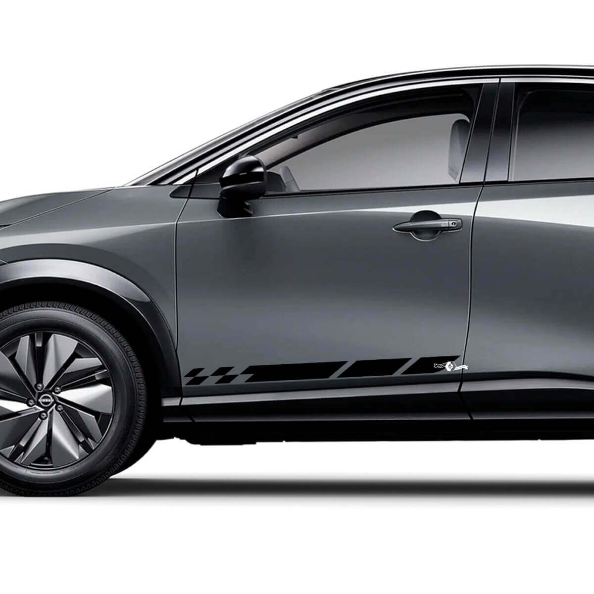 Sides Universal Checkered Stripes Racing Graphics Decal Kit for Nissan ARIYA
