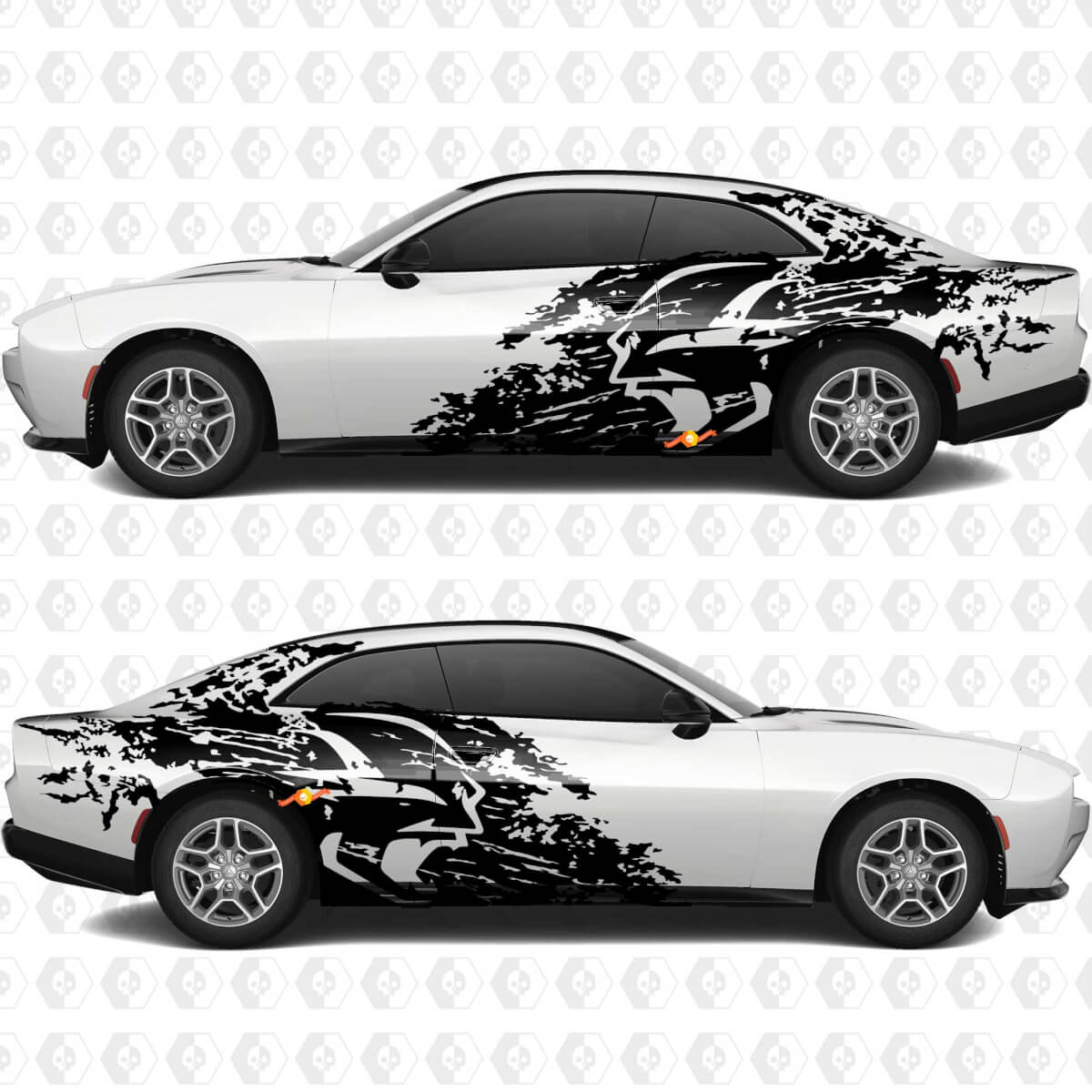 Banshee Splash Grunge Stripes Kit Vinyl Decal Graphic for Dodge Charger Daytona Banshee
