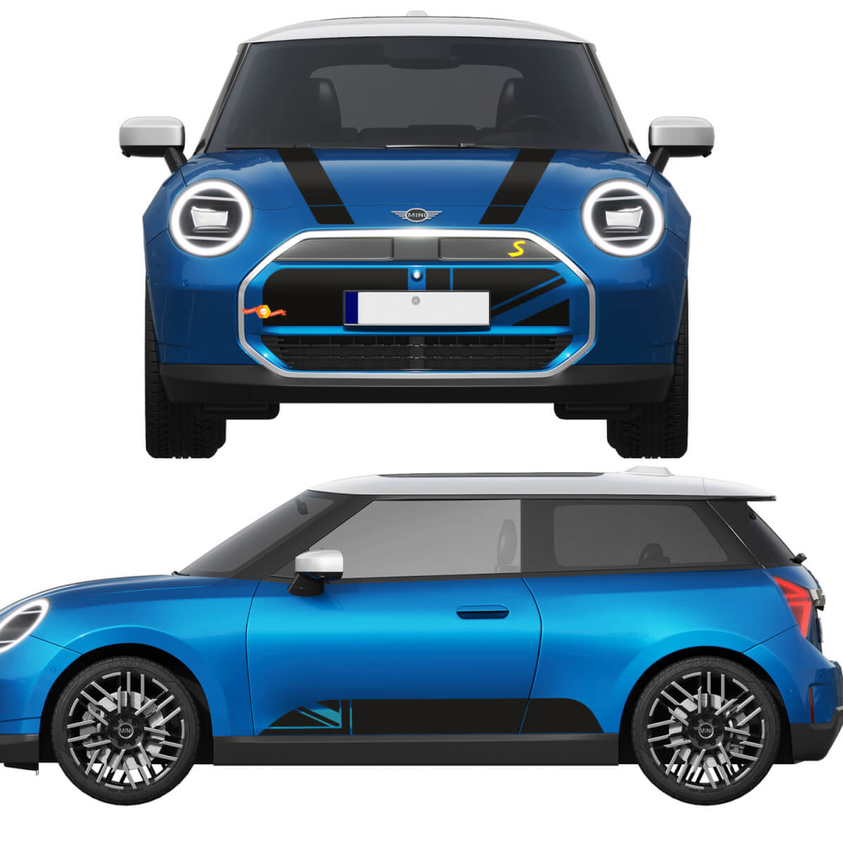 Hood and Side stripes Mini Cooper Vinyl graphics decal Sticker for Mini Cooper S F65
