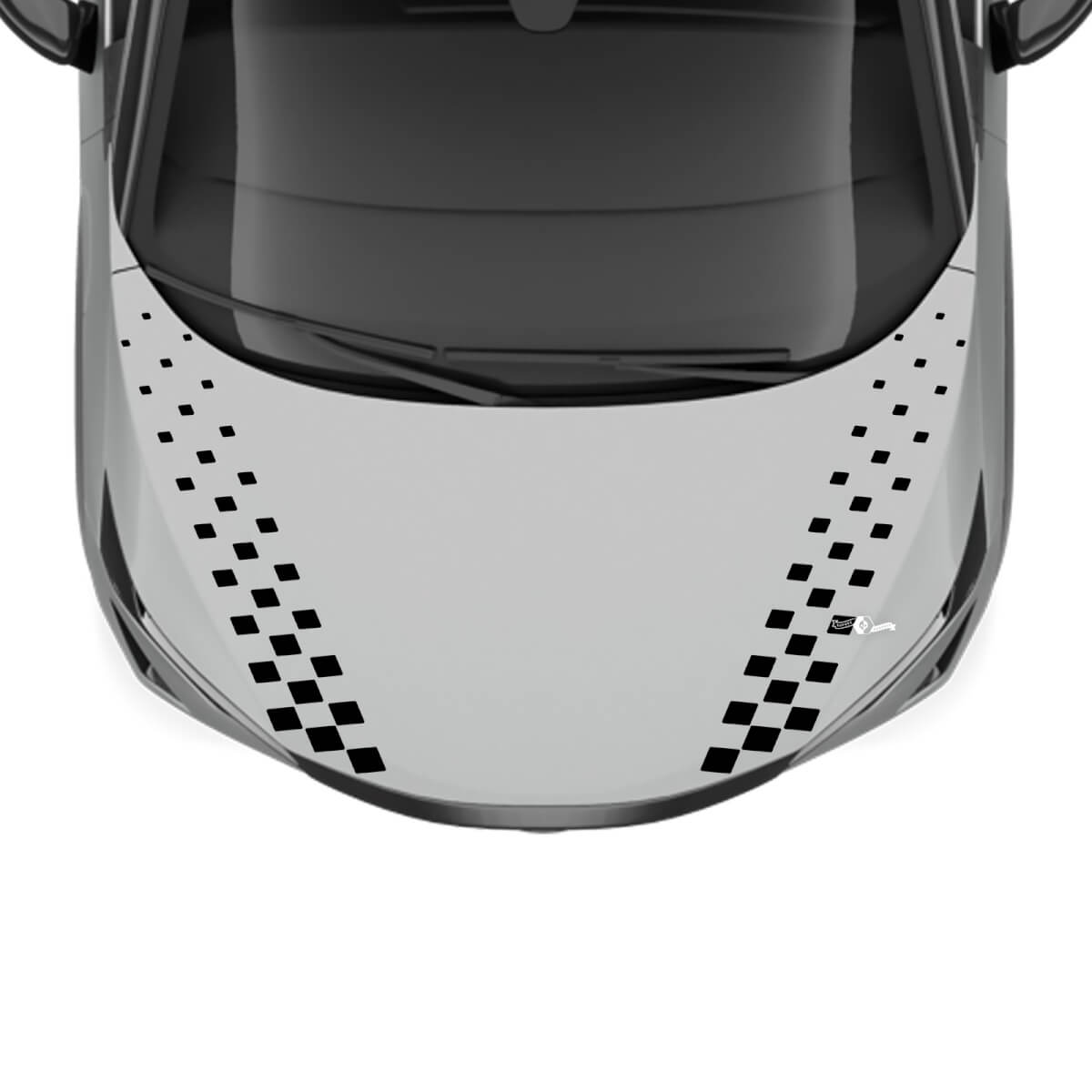 Hood Dual Checkered Stripe Racing Graphics Decal for Nissan ARIYA
