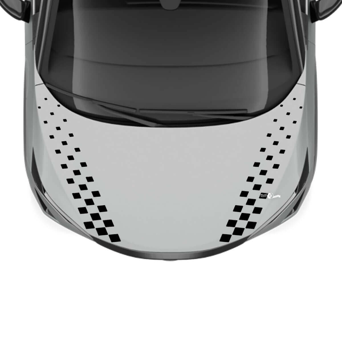 Hood Dual Checkered Stripe Racing Graphics Decal for Nissan ARIYA
