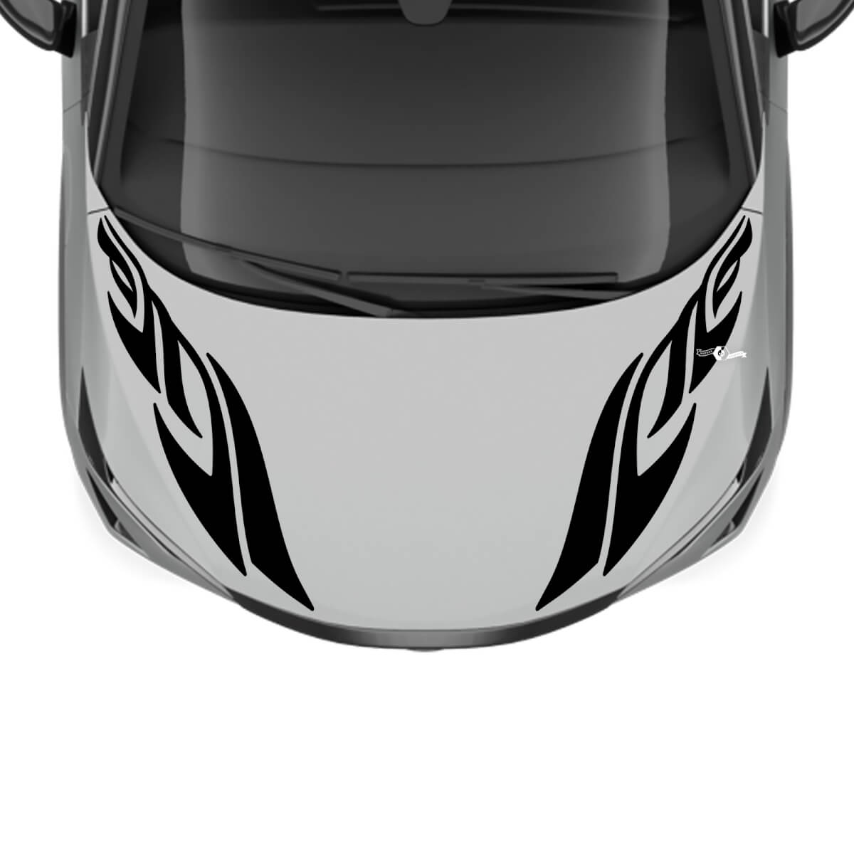 Hood Dual Tribal Stripe Racing Graphics Decal for Nissan ARIYA
