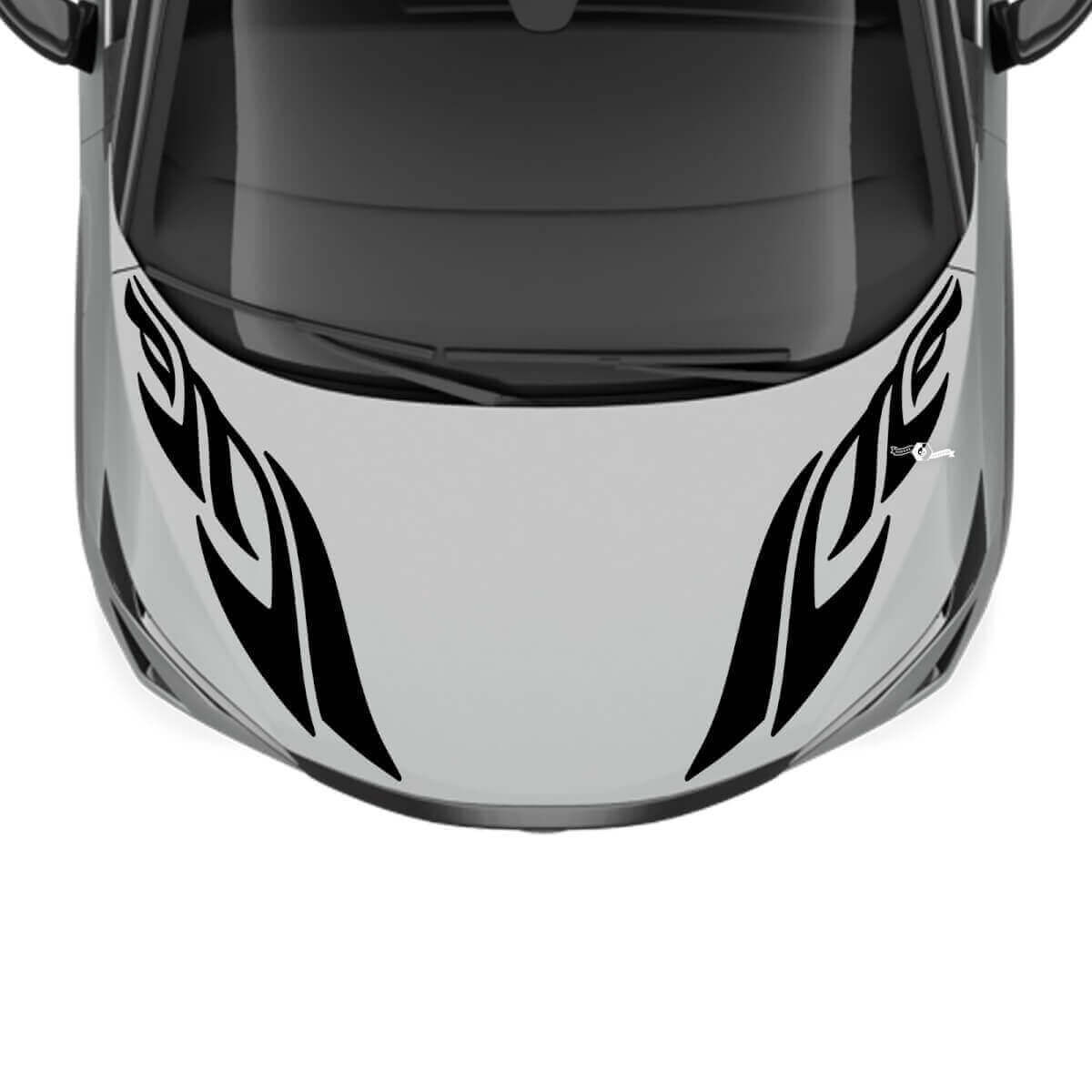 Hood Dual Tribal Stripe Racing Graphics Decal for Nissan ARIYA
