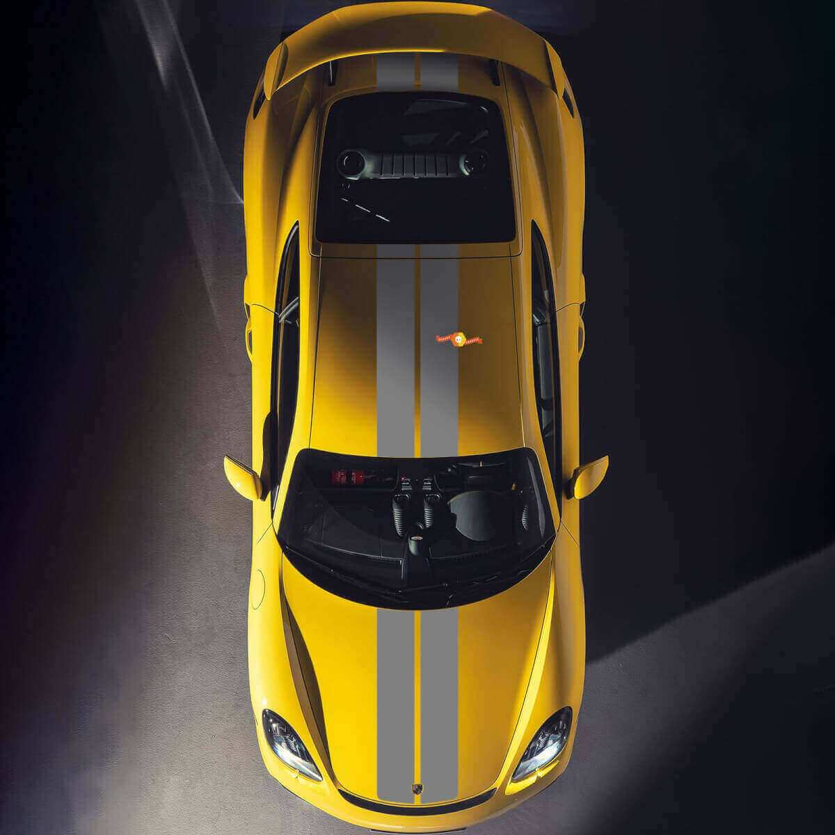 Dual Racing Stripes Hood and Roof Vinyl Decal Kit for Porsche Cayman 718