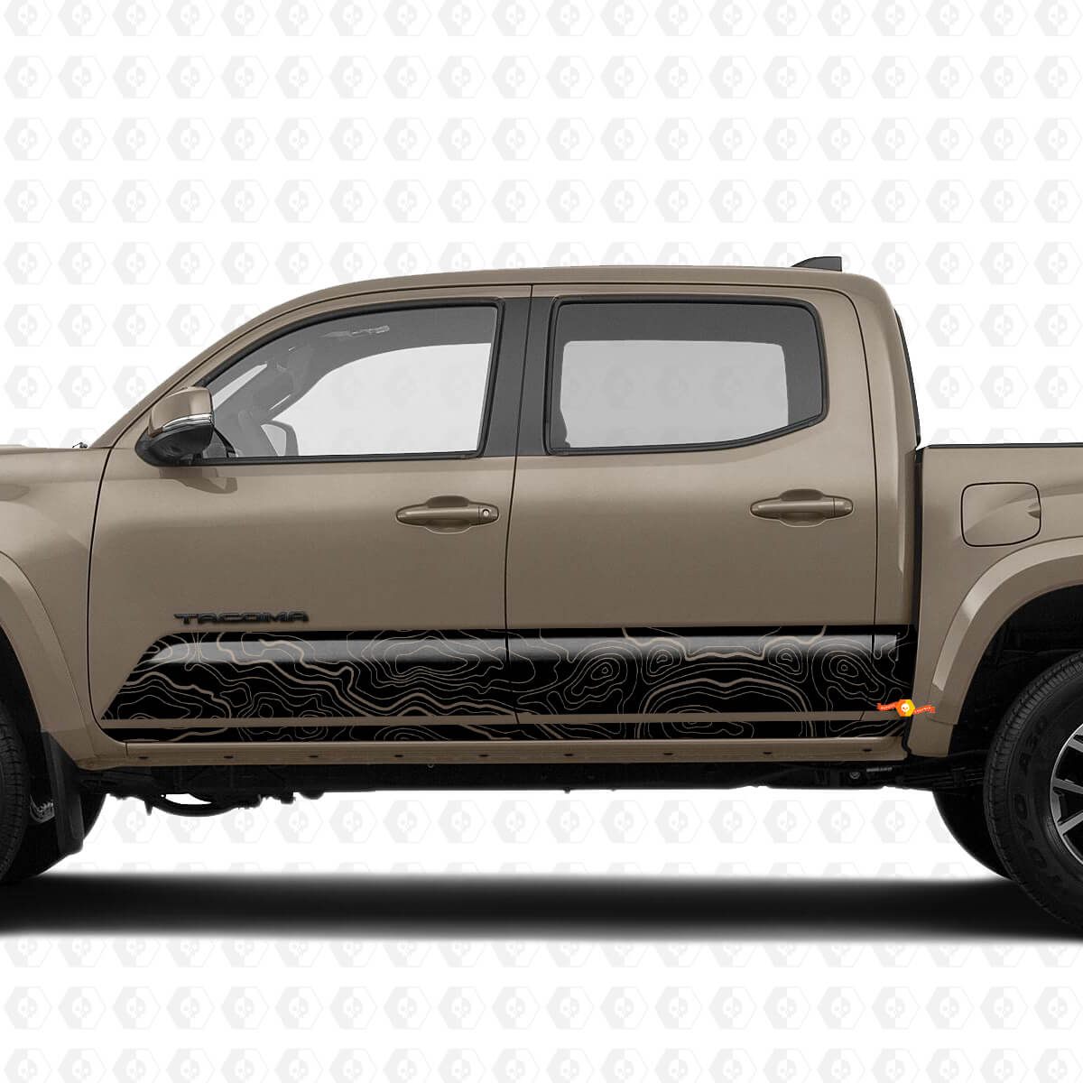 Side Stripes Topographic Map on Rocker Panel Vinyl Sticker Decal suitable for Toyota Tacoma
