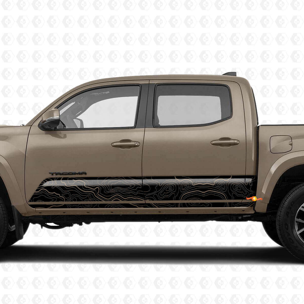 Topographic Map Rocker Panel Side Stripe Vinyl Decal Kit for Toyota Tacoma