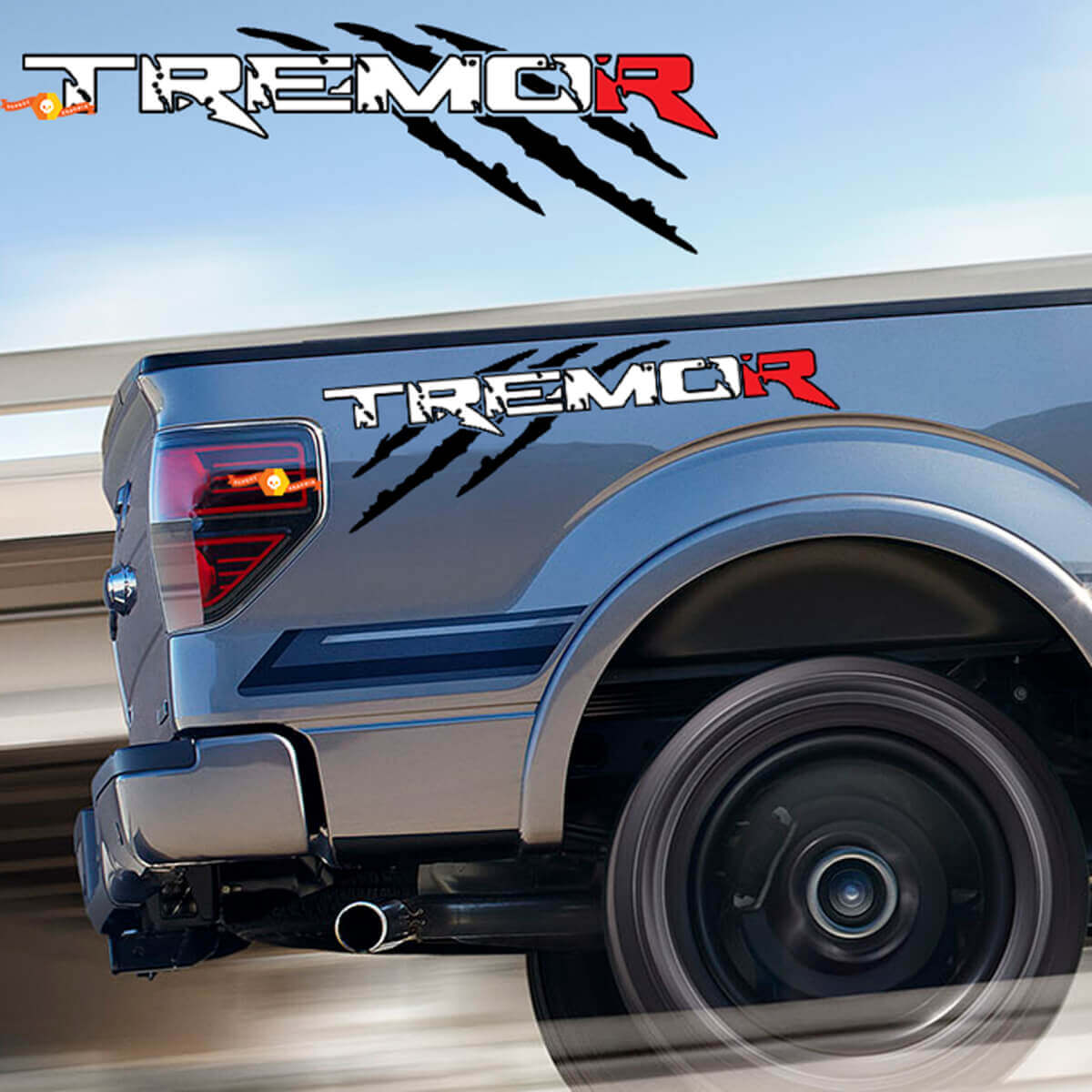 Decal for Ford F-150 Tremor Scratches Raptor Style with Outline and R Stickers Truck Bed Side
