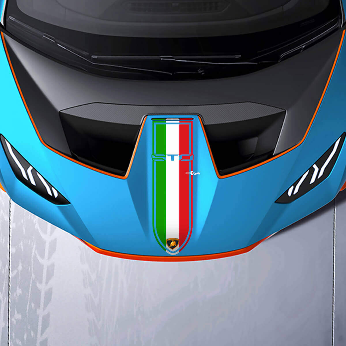 Hood Racing Stripes Tri colour Vinyl Decal Sticker Graphics for Lamborghini STO 2
