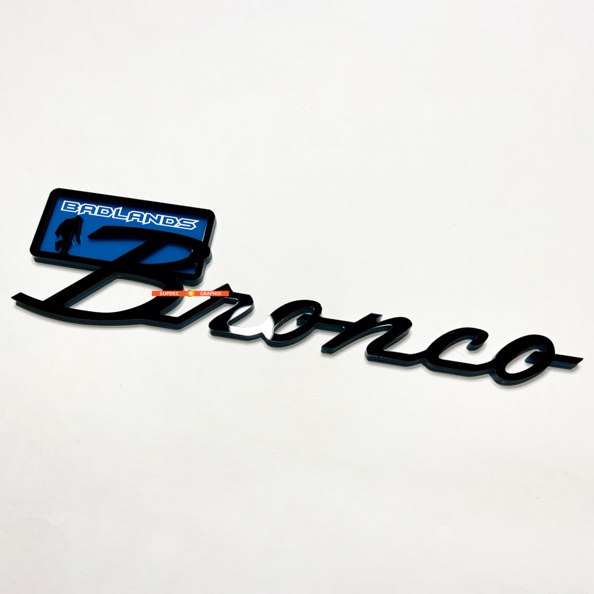 Bronco Badlands Yeti Sasquatch Bigfoot Fender Badges Tailgate Emblem 3D Badge Black vs Blue
