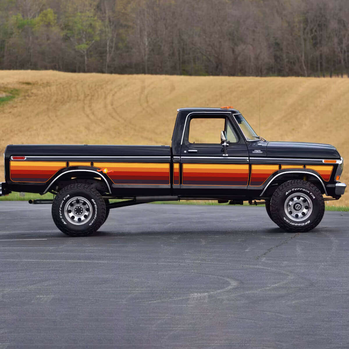 Retro Gradient Vintage Side Graphics Vinyl Decal Sticker for Musclecar truck Ranger Lariat