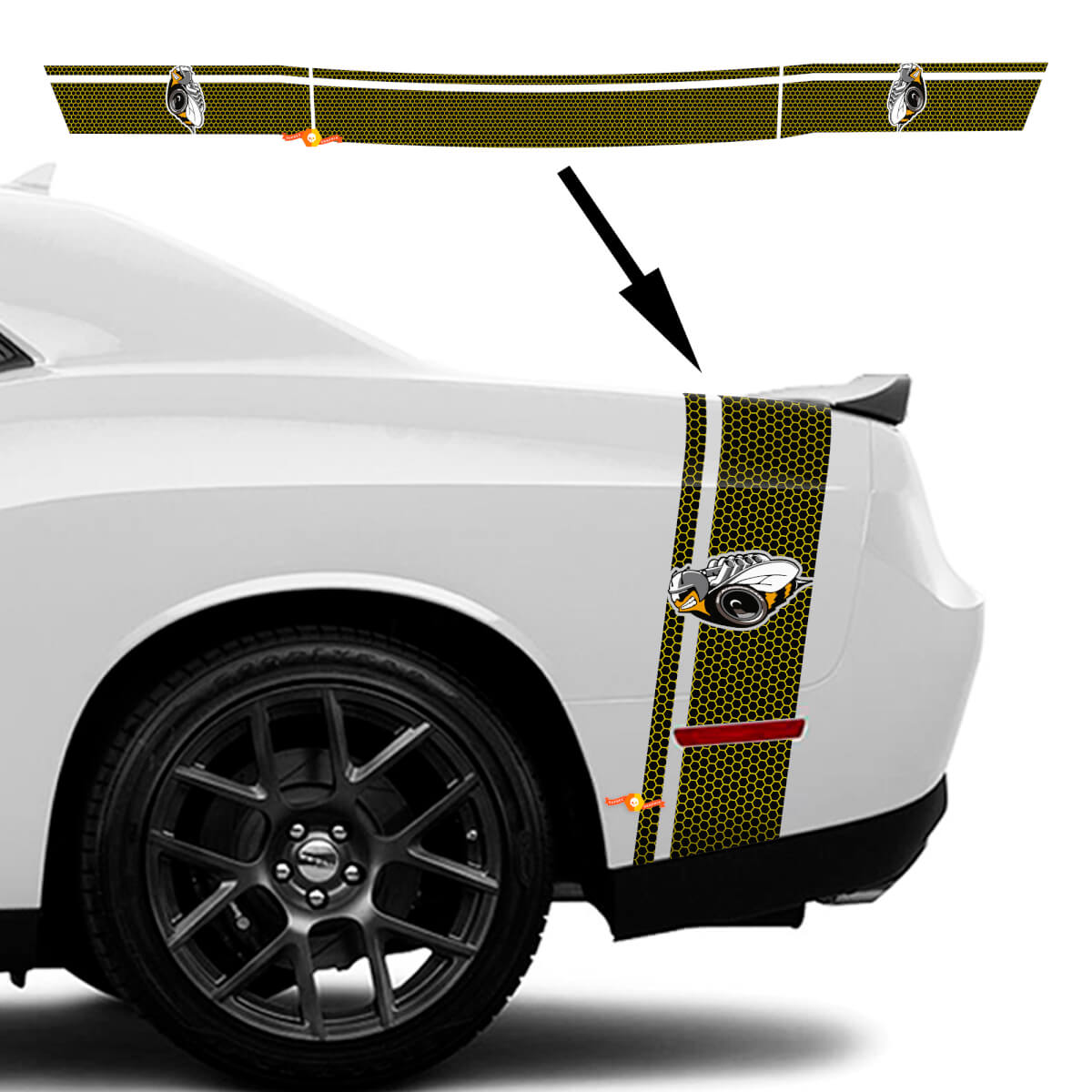 HONEYCOMB Tailgate Rear Bumblebee Stripe Decal for Dodge Challenger
