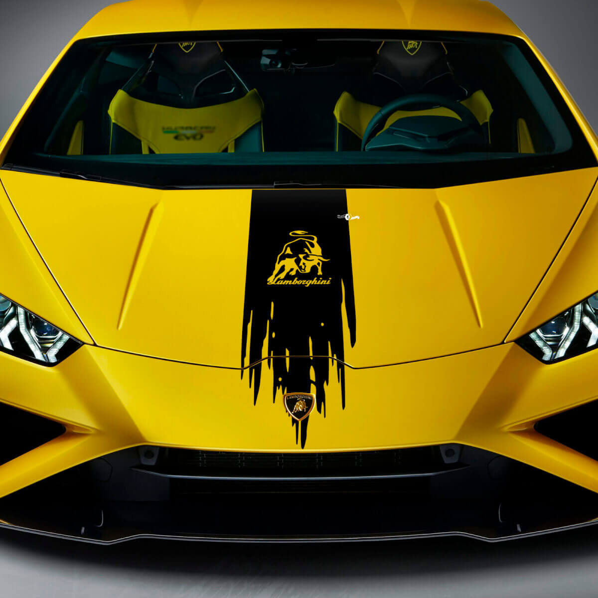 Hood Bull Distressed Stripe Racing Vinyl Decal Sticker Graphics for Lamborghini Huracan Evo
