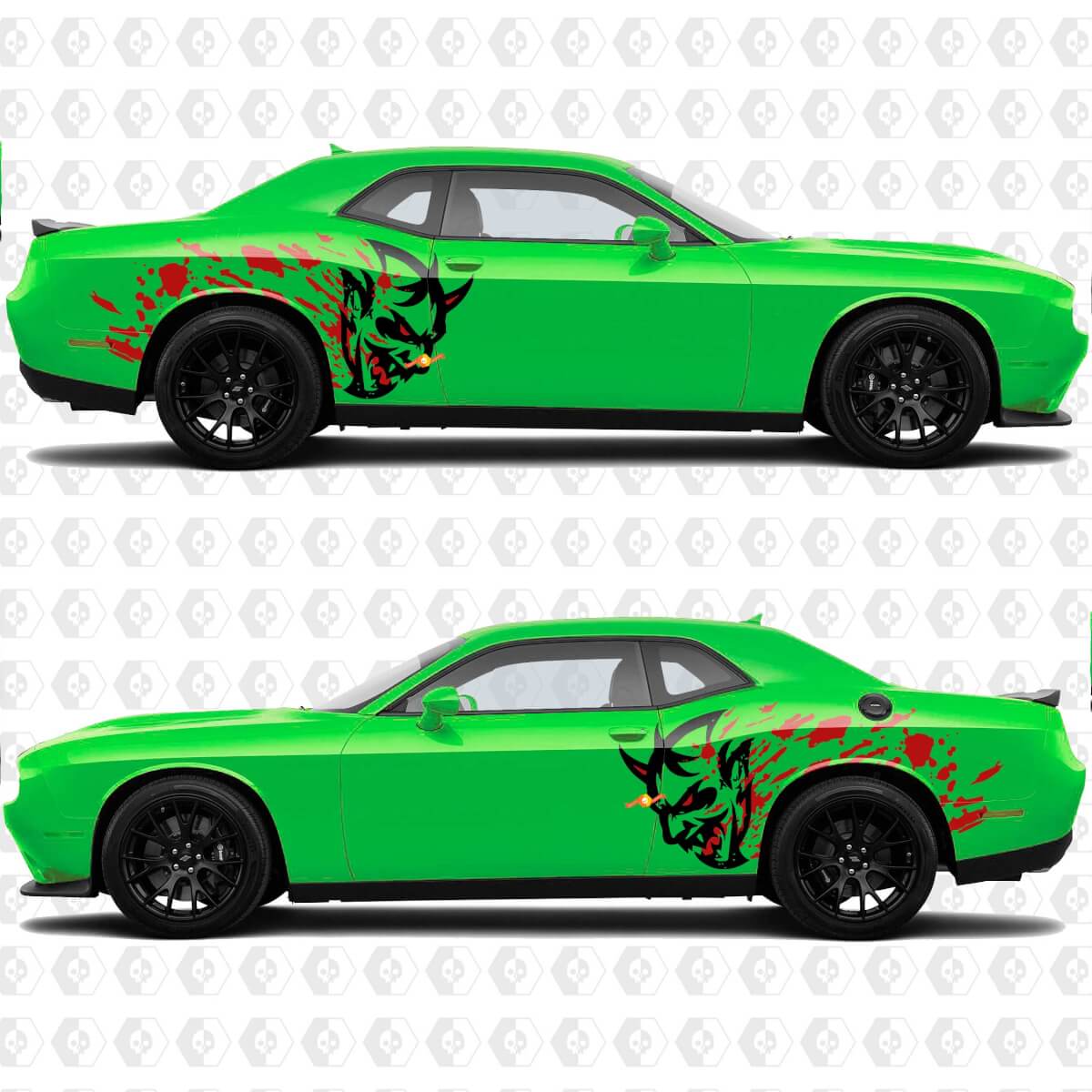 SRT Hellcat with Blood Side Rear Fender Decals Stickers Graphics for Dodge Charger or Challenger
