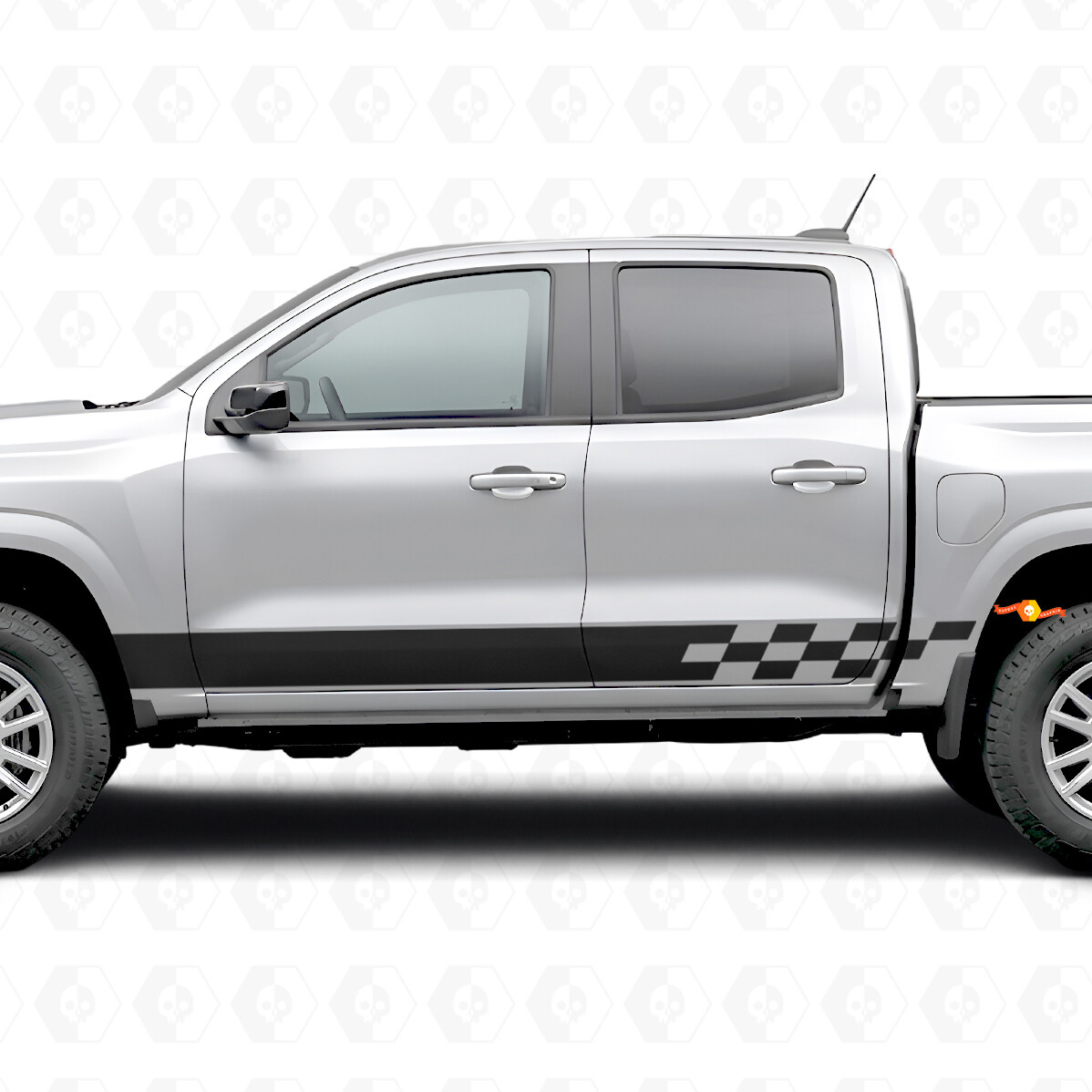 Checkered Lightning Door & Rocker Panel Vinyl Stripes for Chevrolet Colorado 3rd Gen 2023-2026